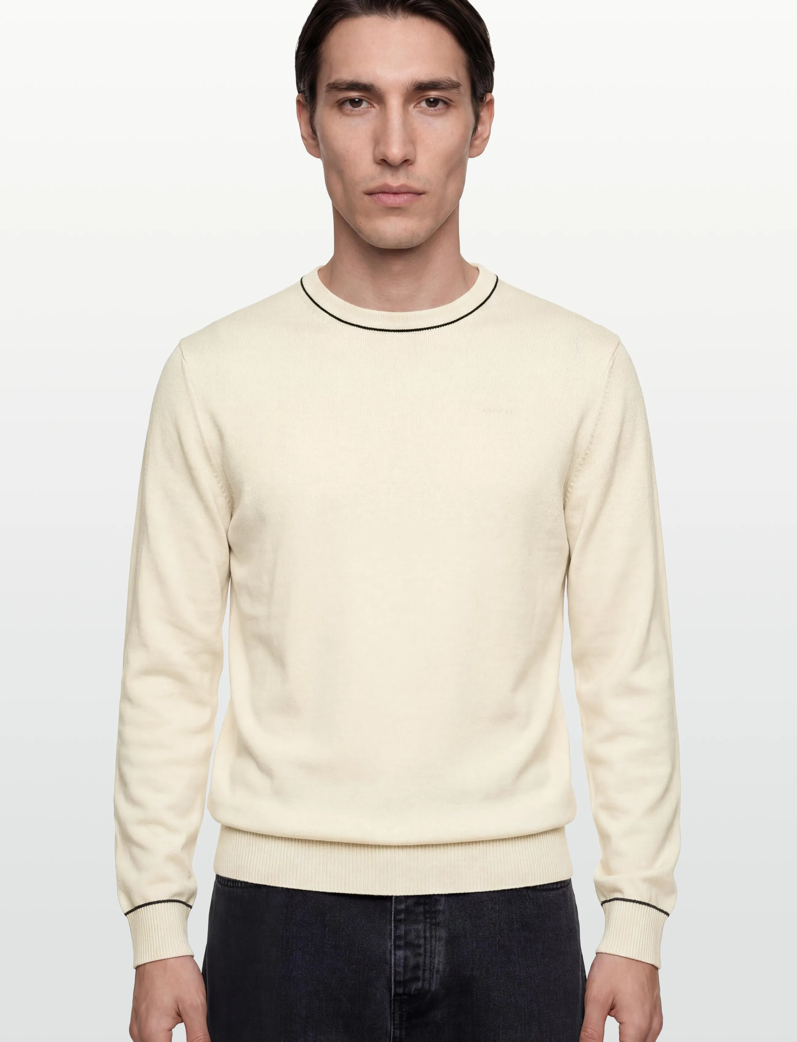 Gant - COTTON MODAL C-NECK - round necks - cream - 3