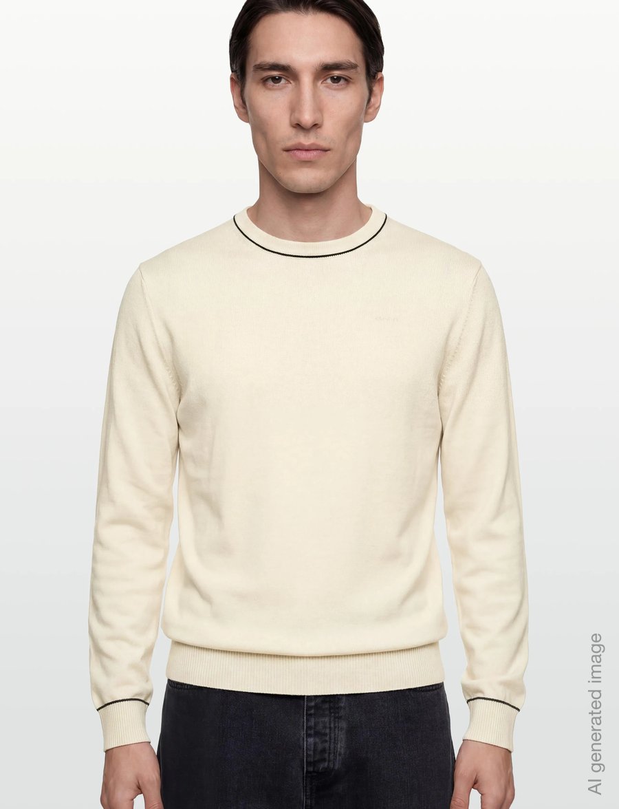 Gant - COTTON MODAL C-NECK - rundhals - cream - 3