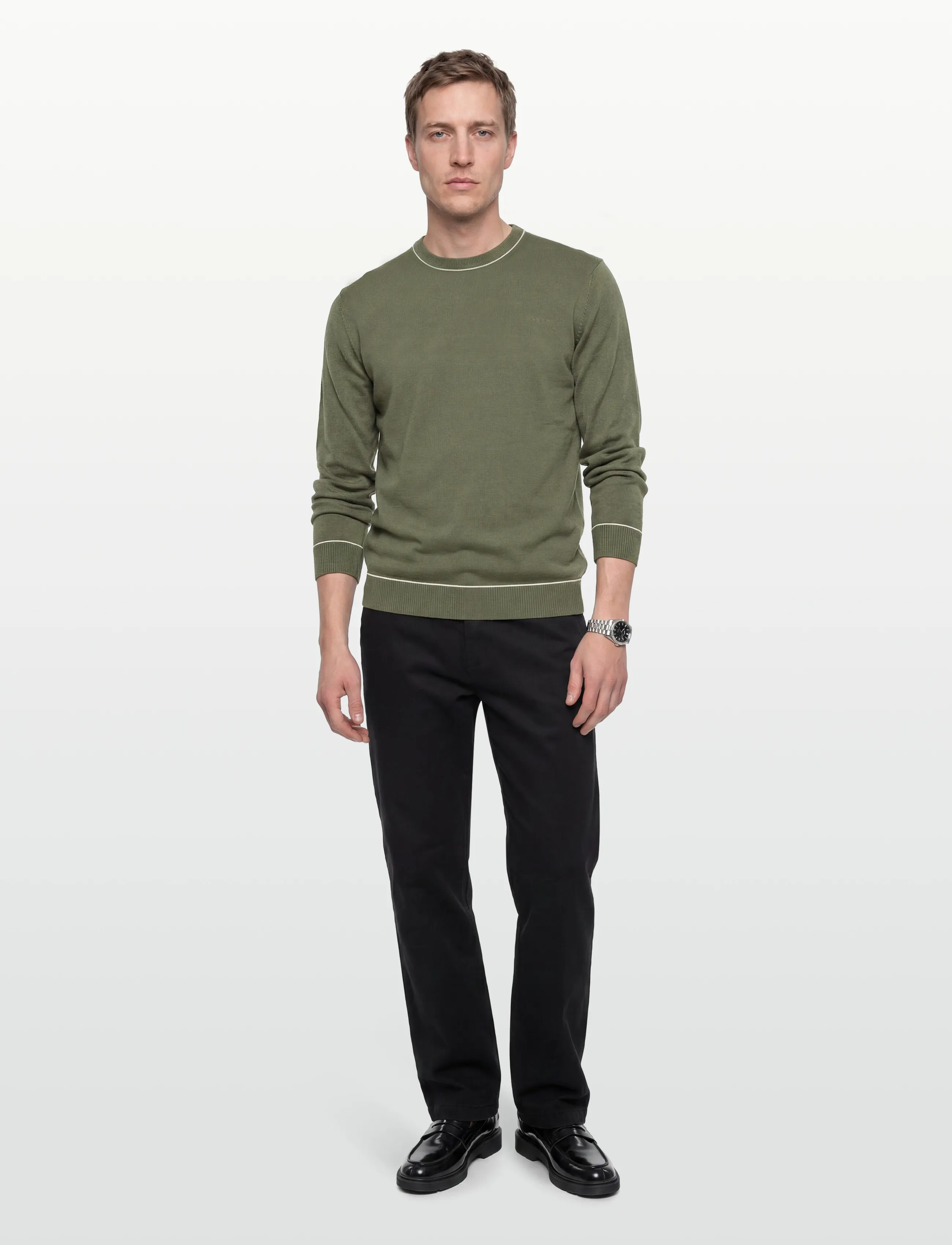 Gant - COTTON MODAL C-NECK - round necks - dry herb green - 0