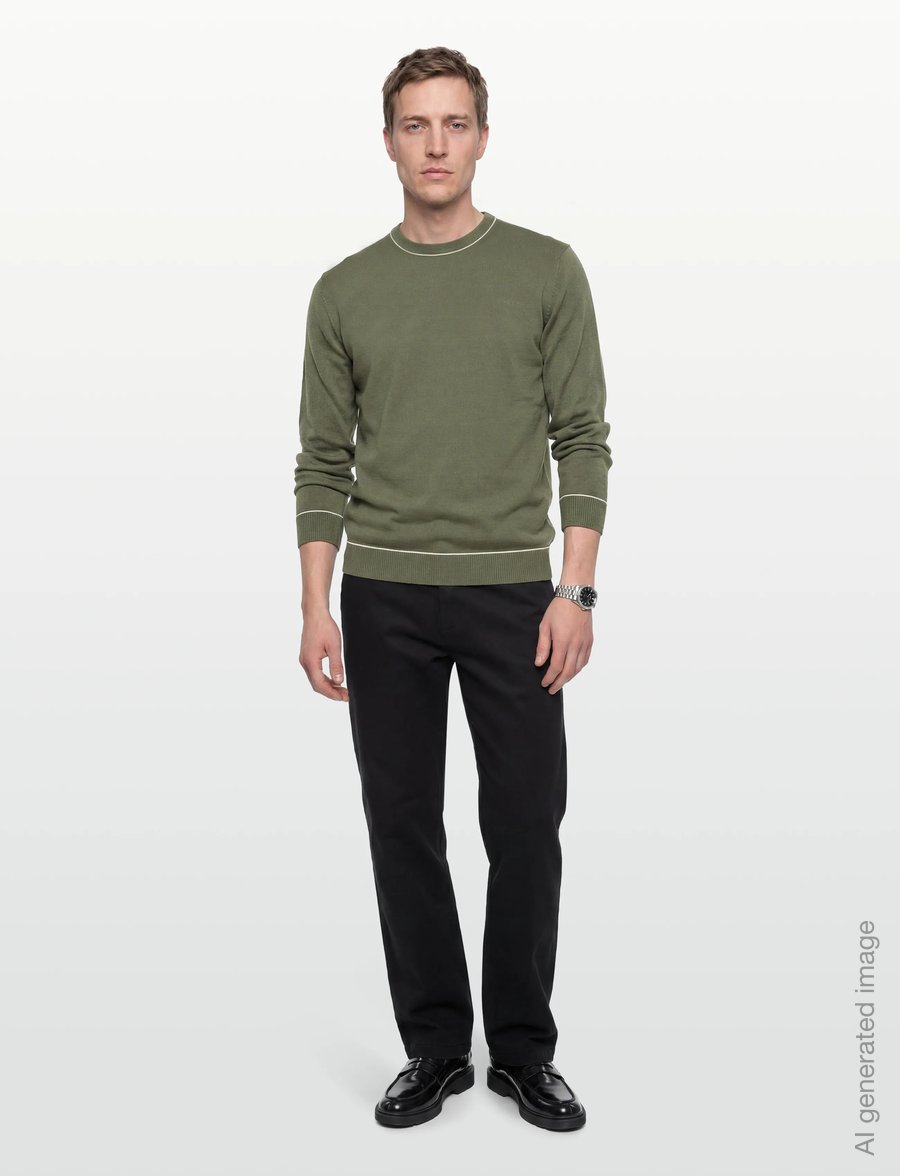 Gant - COTTON MODAL C-NECK - rund hals - dry herb green - 0