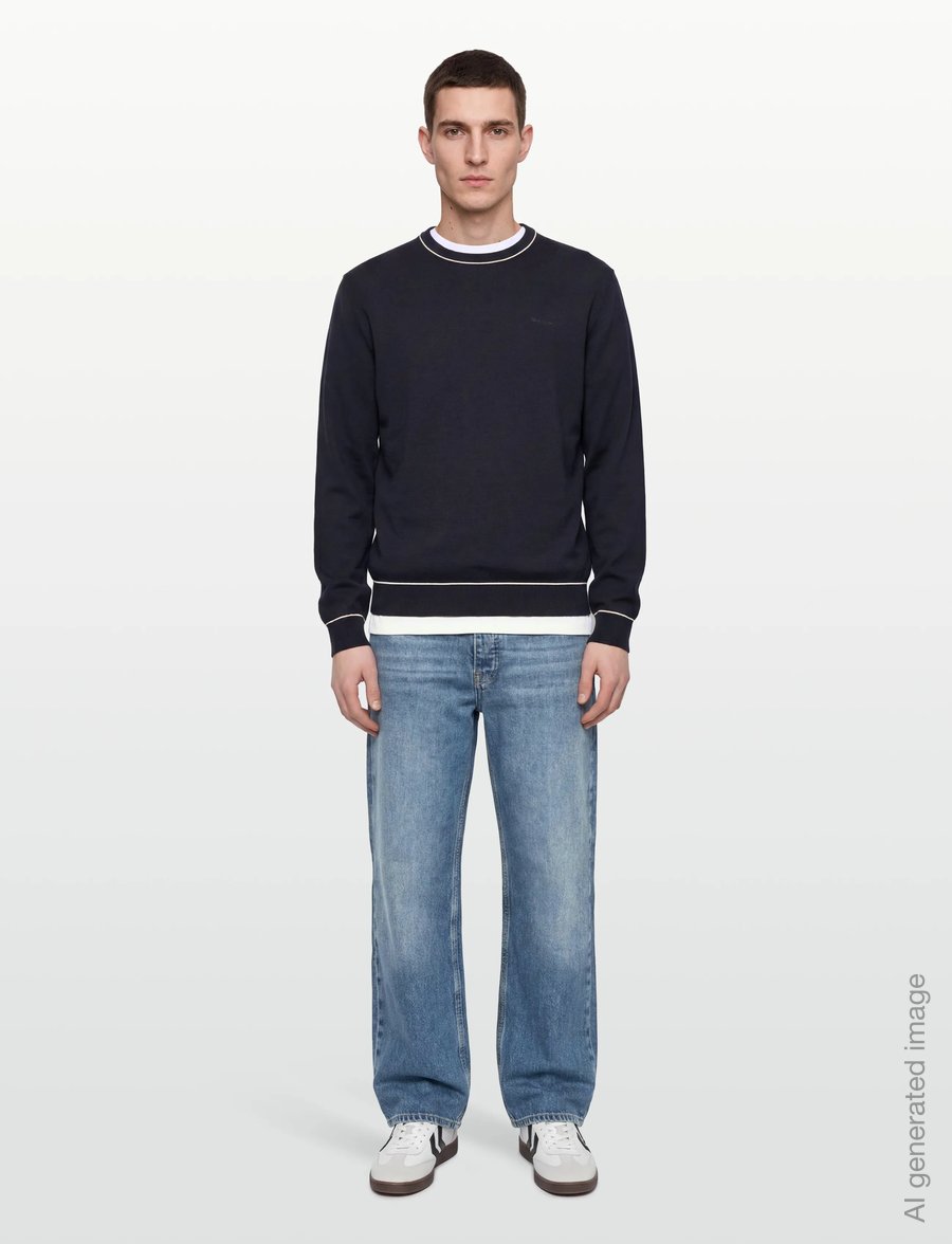 Gant - COTTON MODAL C-NECK - rundhals - evening blue - 0