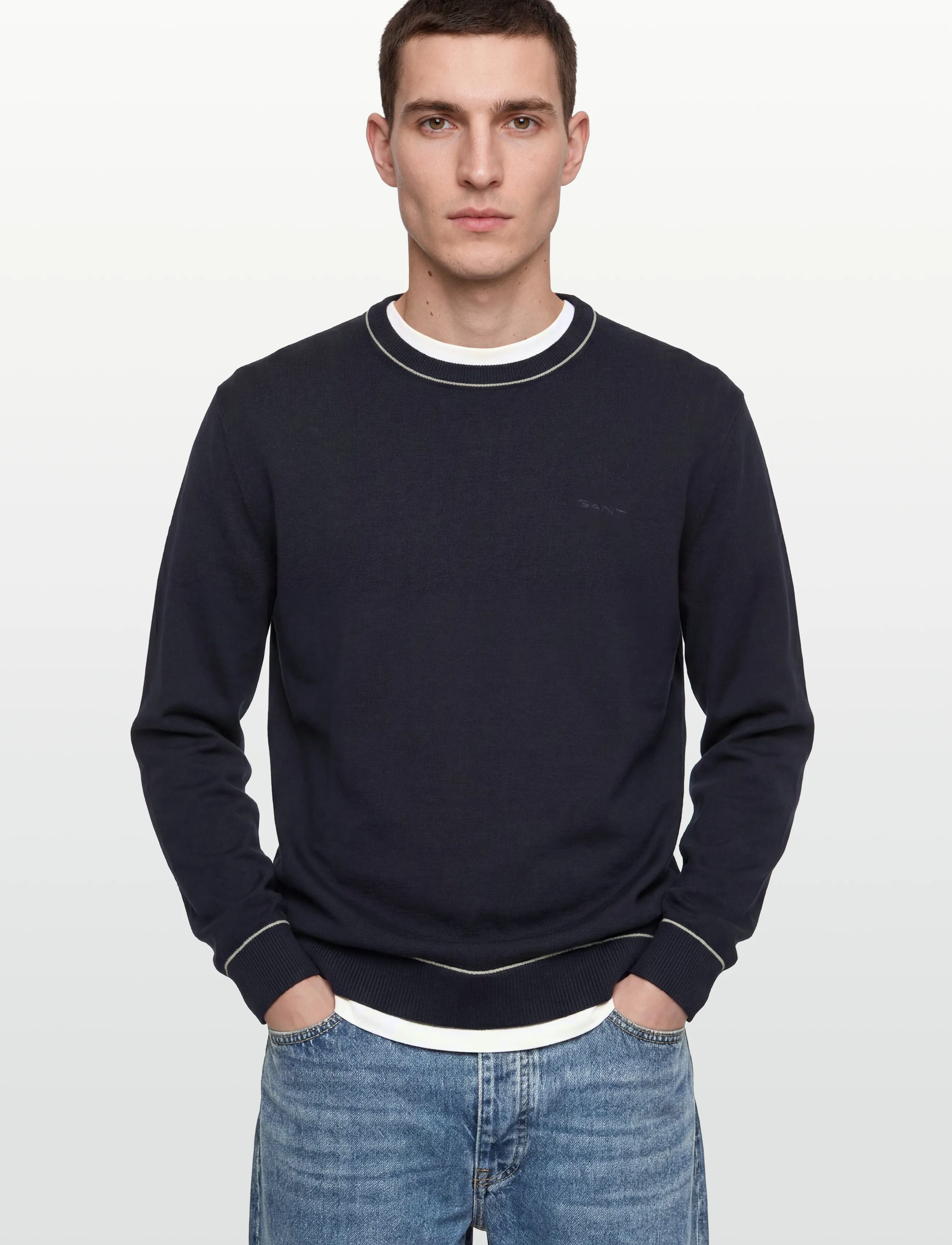 Gant - COTTON MODAL C-NECK - rundhalsad - evening blue - 3