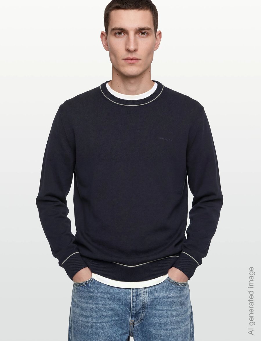 Gant - COTTON MODAL C-NECK - rundhals - evening blue - 3
