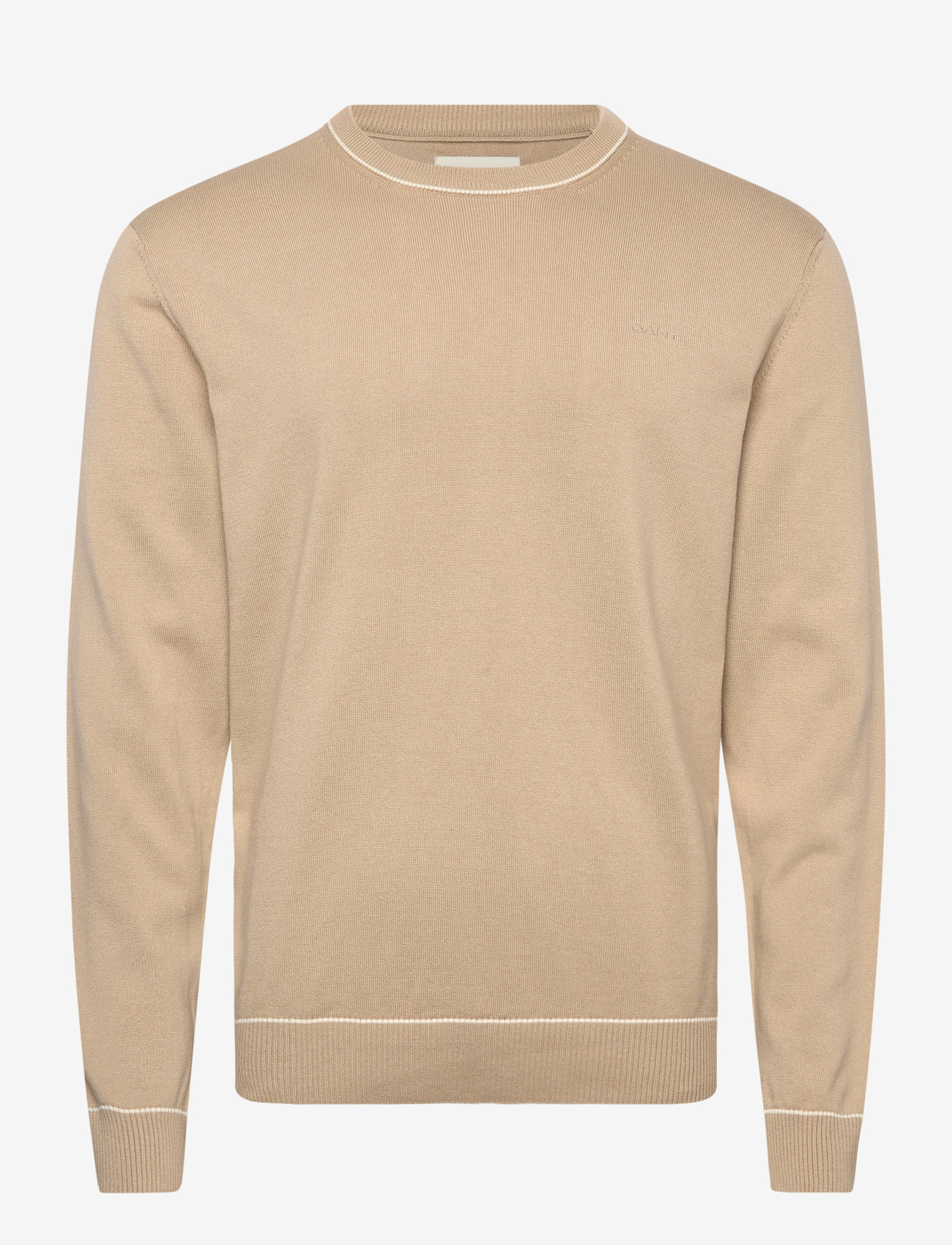 GANT - COTTON MODAL C-NECK - Ümmarguse kaelusega kudumid - oat beige - 0