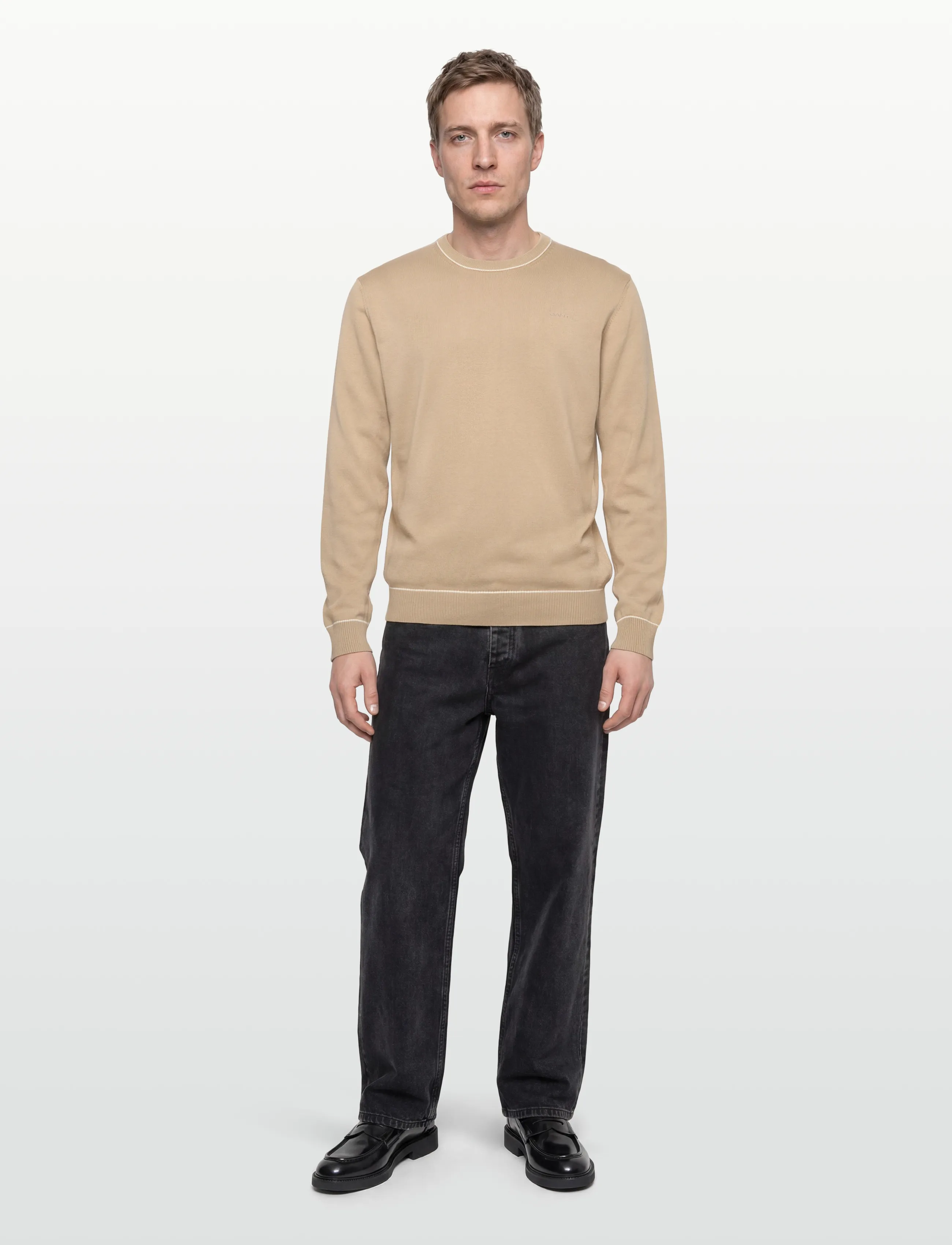 Gant Cotton Modal C-Neck, XXL, Knitwear, Beige - Round Necks, Männerswear