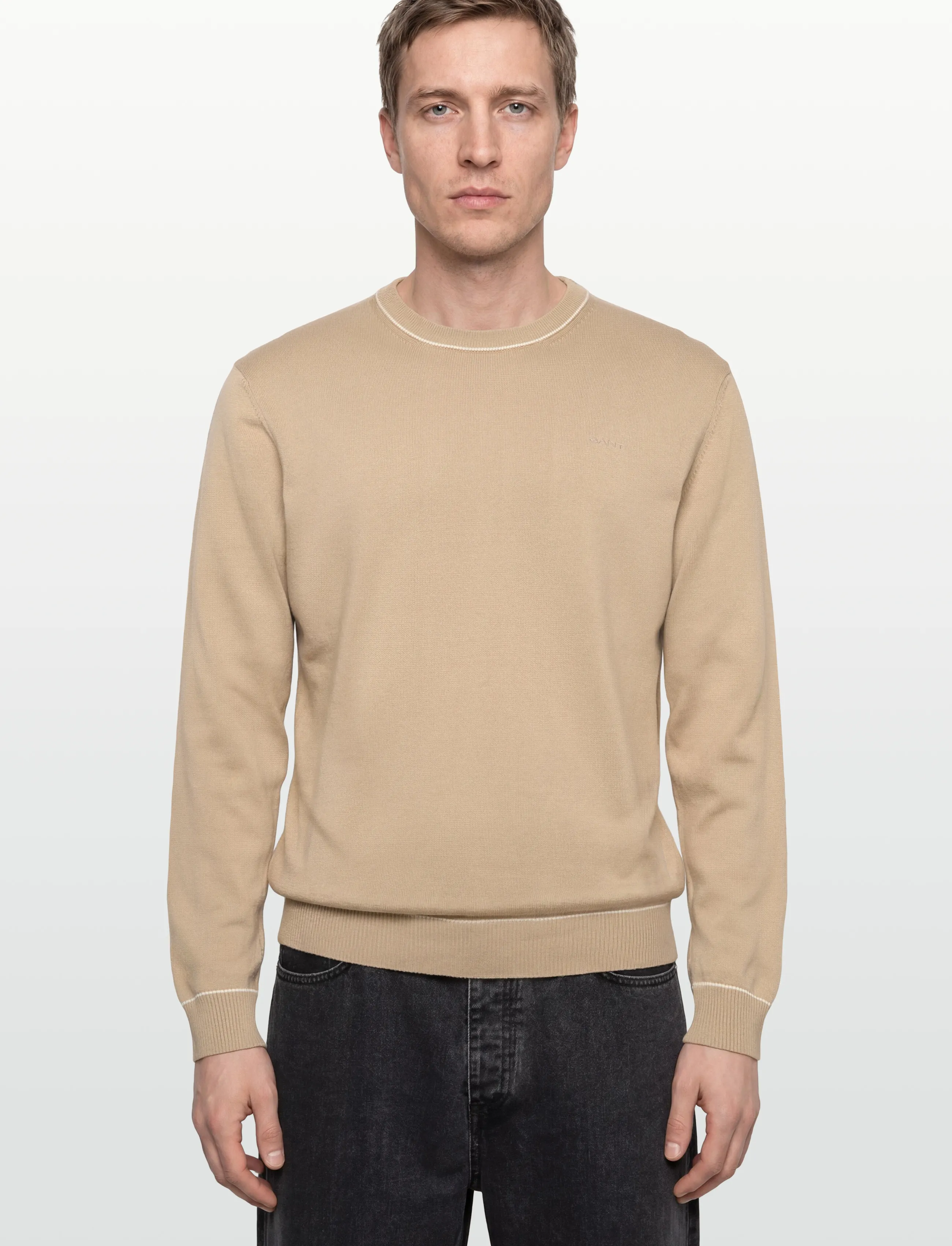 Gant - COTTON MODAL C-NECK - rundhals - oat beige - 3
