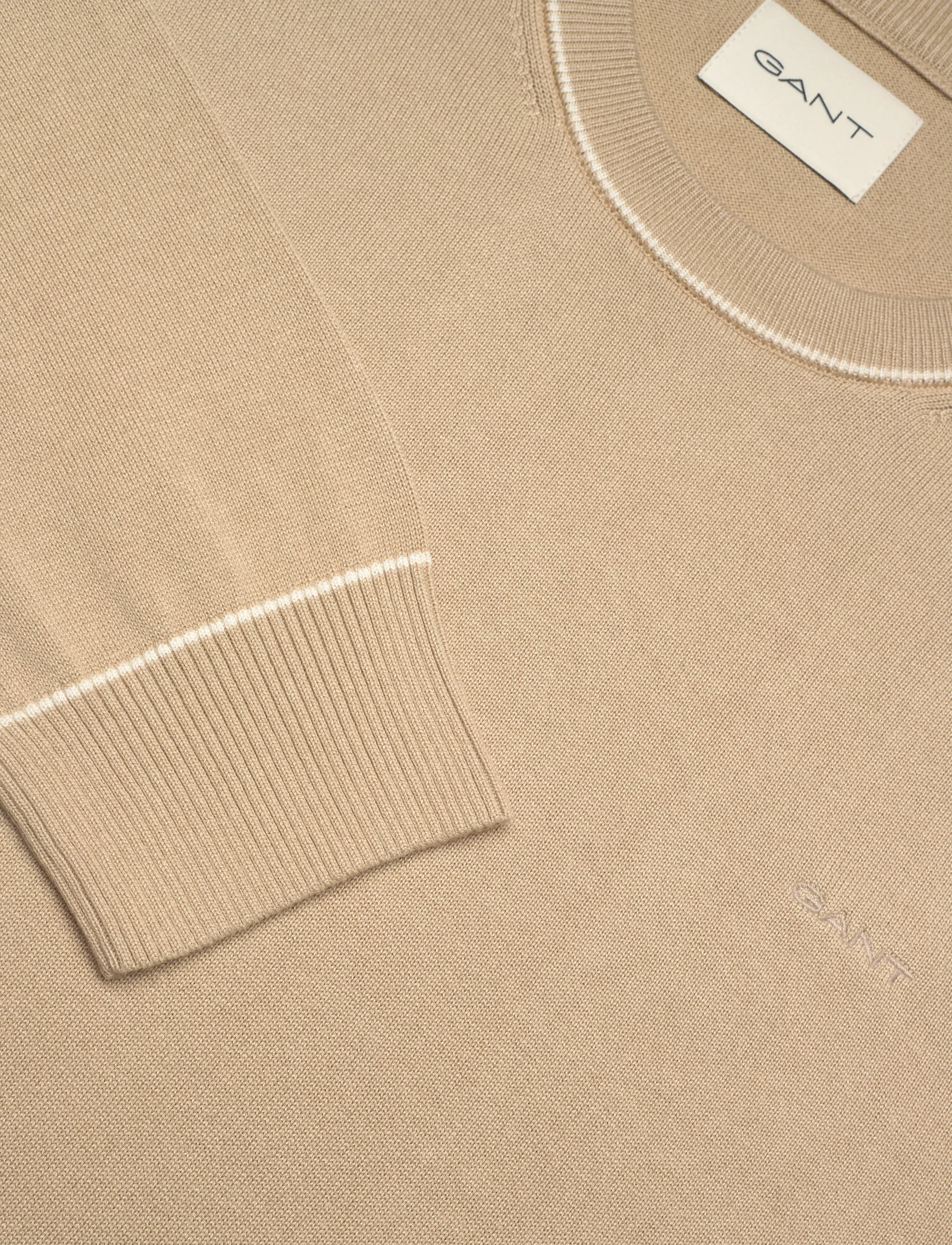 Gant - COTTON MODAL C-NECK - rundhals - oat beige - 5