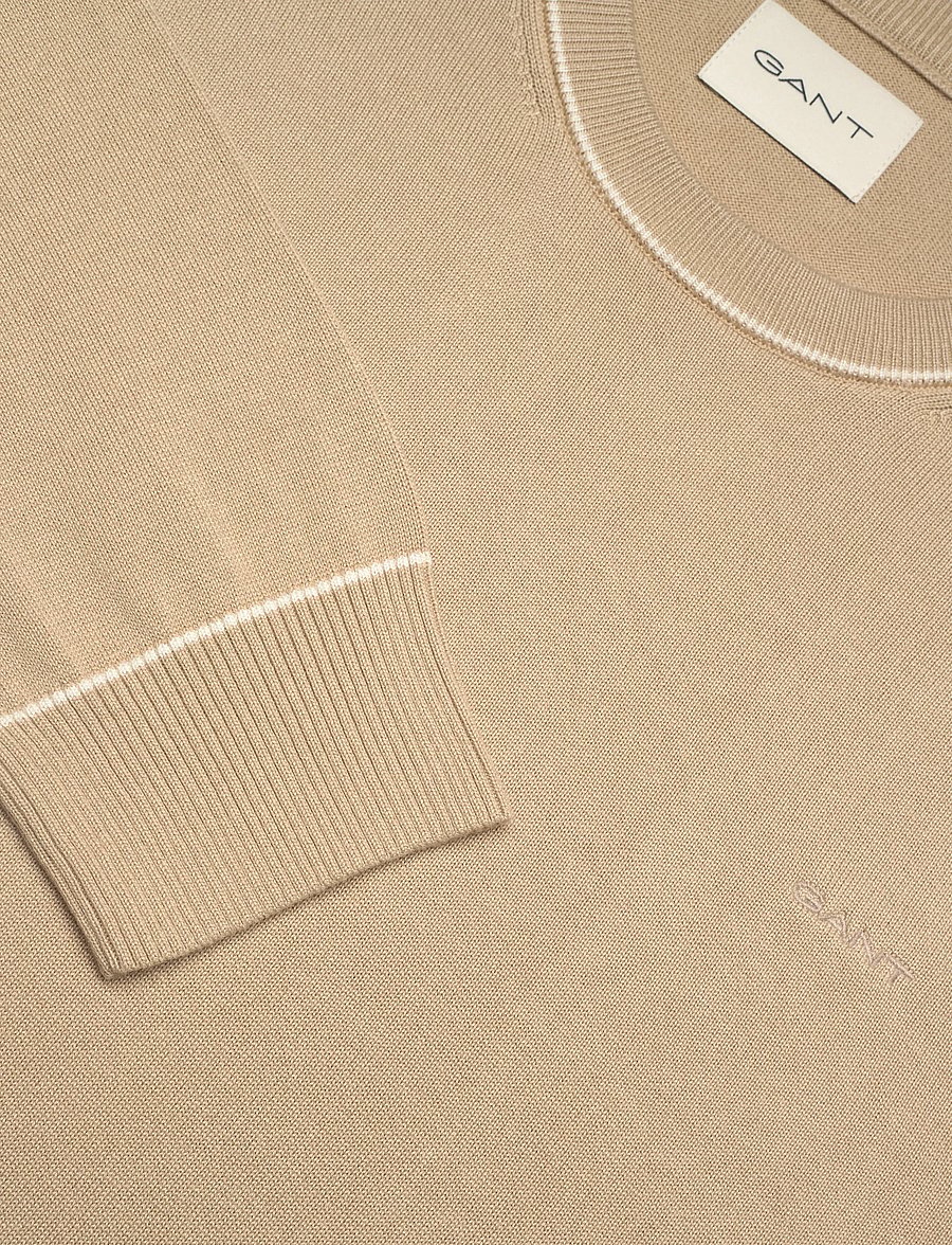 Gant - COTTON MODAL C-NECK - rund hals - oat beige - 5