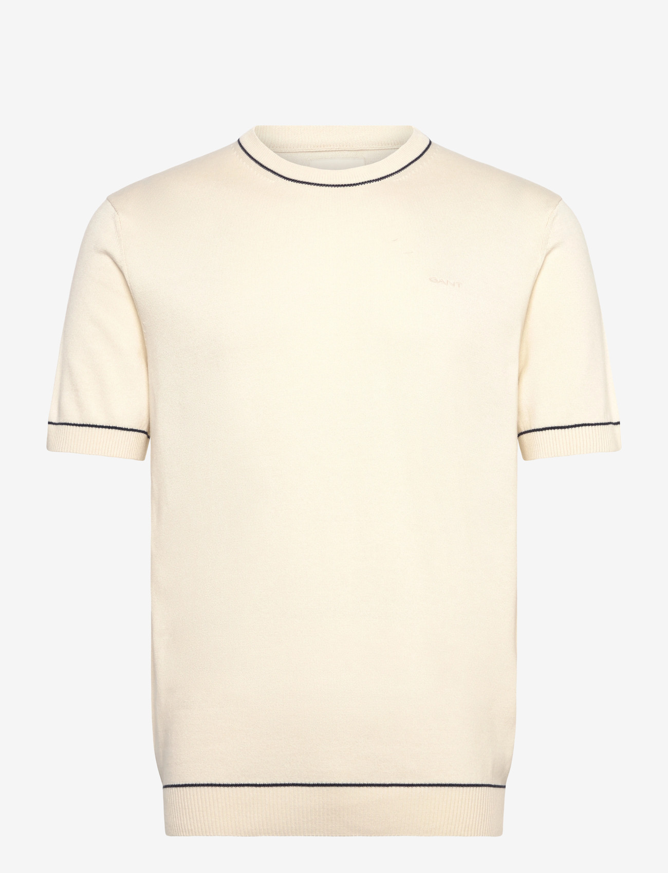 Gant - COTTON MODAL SS C-NECK - lühikeste varrukatega t-särgid - cream - 1