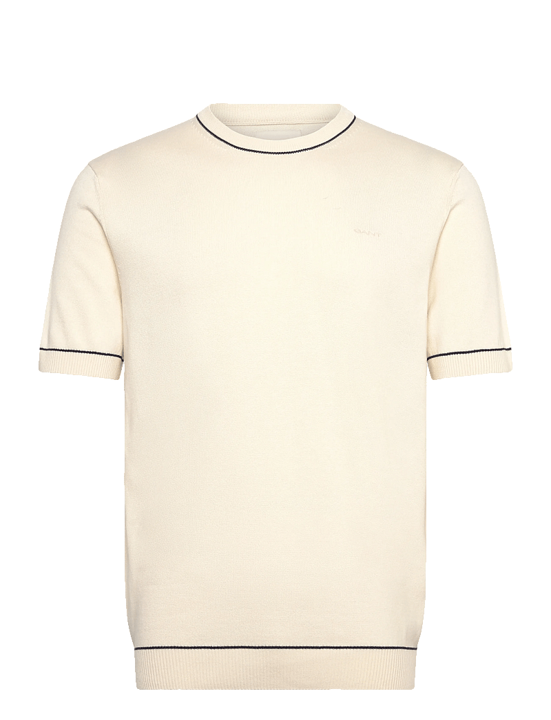 Gant - COTTON MODAL SS C-NECK - kortærmede t-shirts - cream - 1