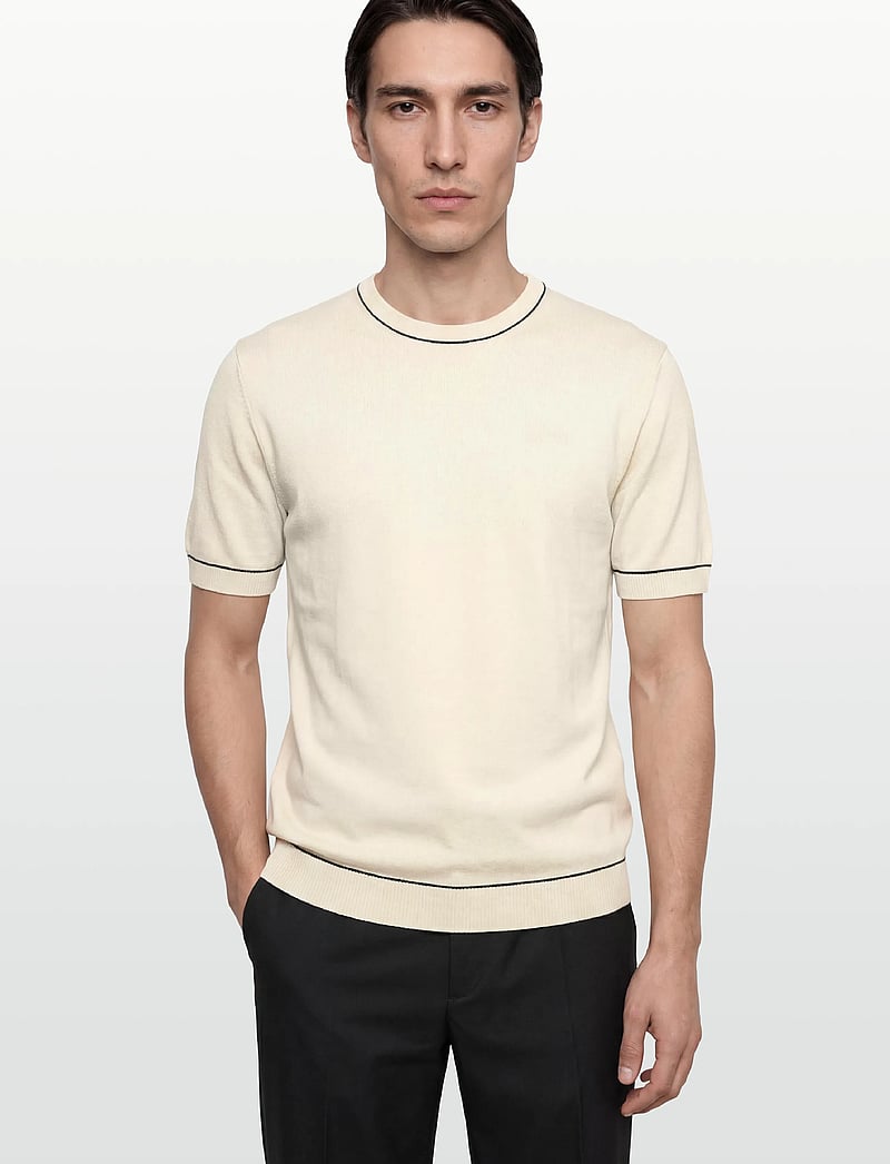 Gant - COTTON MODAL SS C-NECK - kortærmede t-shirts - cream - 3