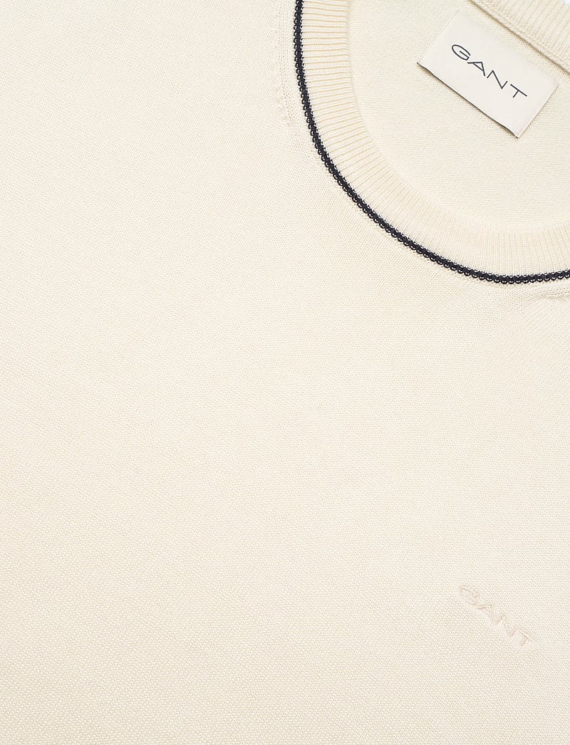 Gant - COTTON MODAL SS C-NECK - kortærmede t-shirts - cream - 5