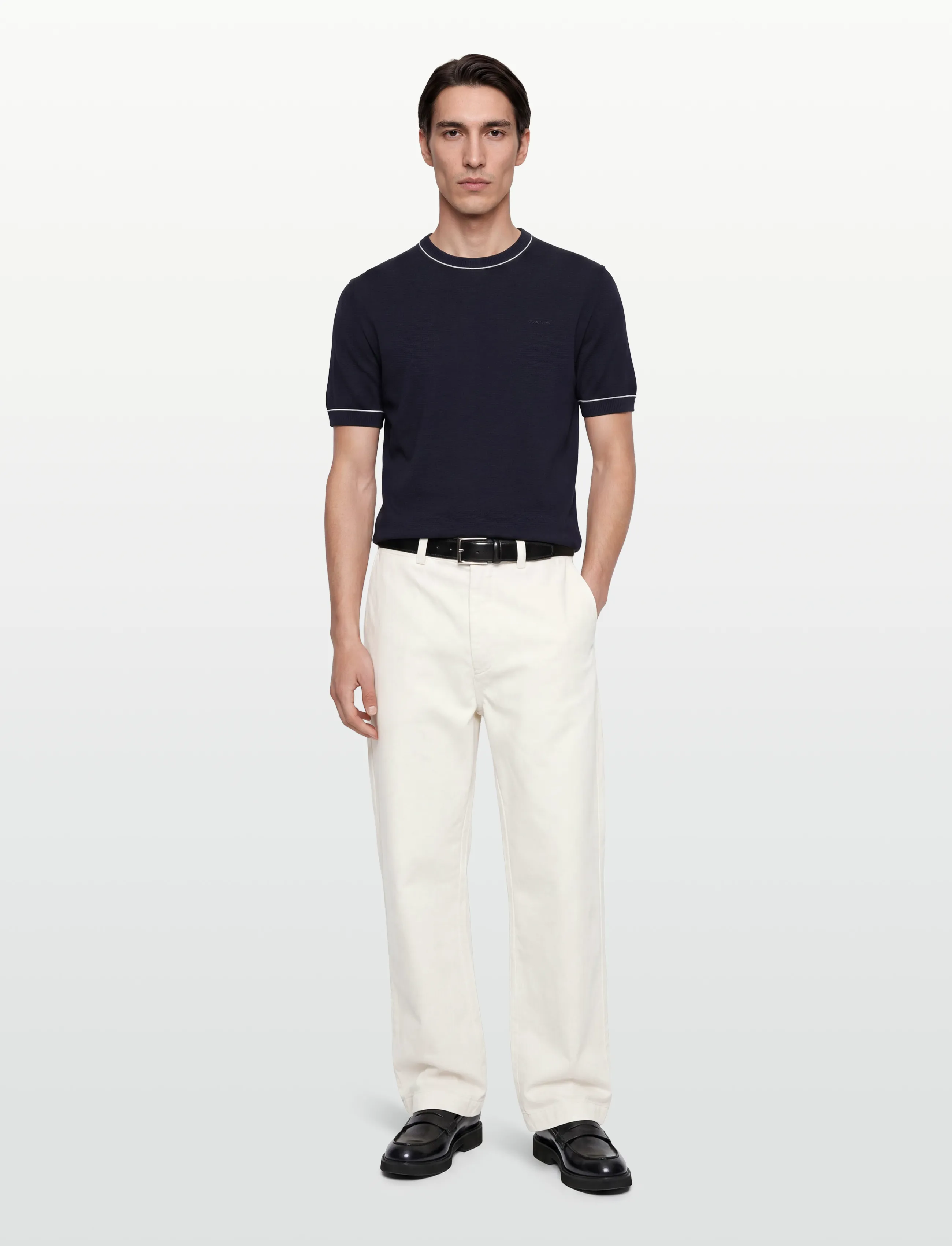 GANT COTTON MODAL SS C-NECK - T-shirts - EVENING BLUE / navy