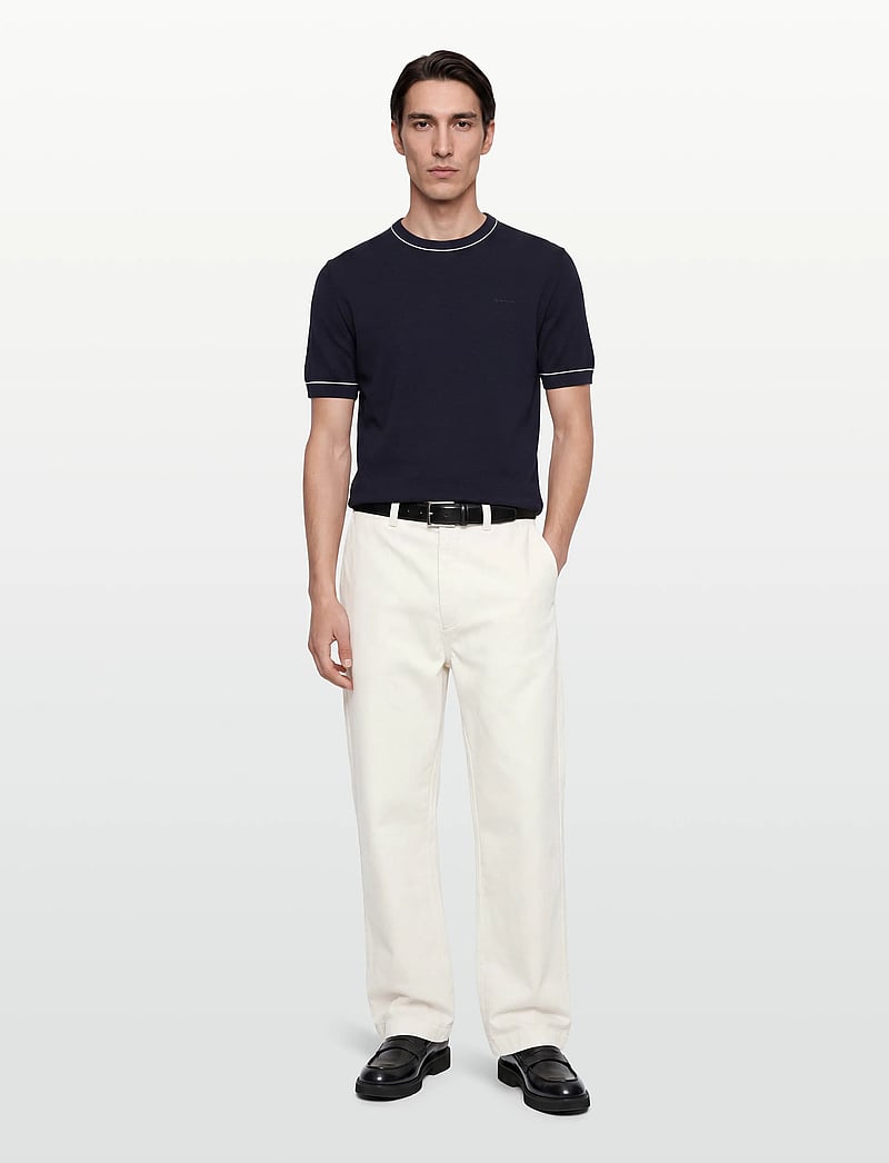 Gant - COTTON MODAL SS C-NECK - krótki rękaw - evening blue - 0