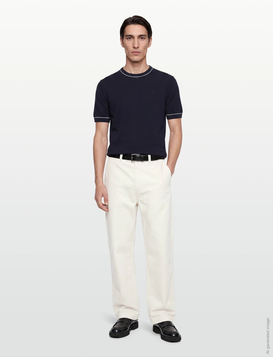 Gant - COTTON MODAL SS C-NECK - stutterma bolir - evening blue - 0