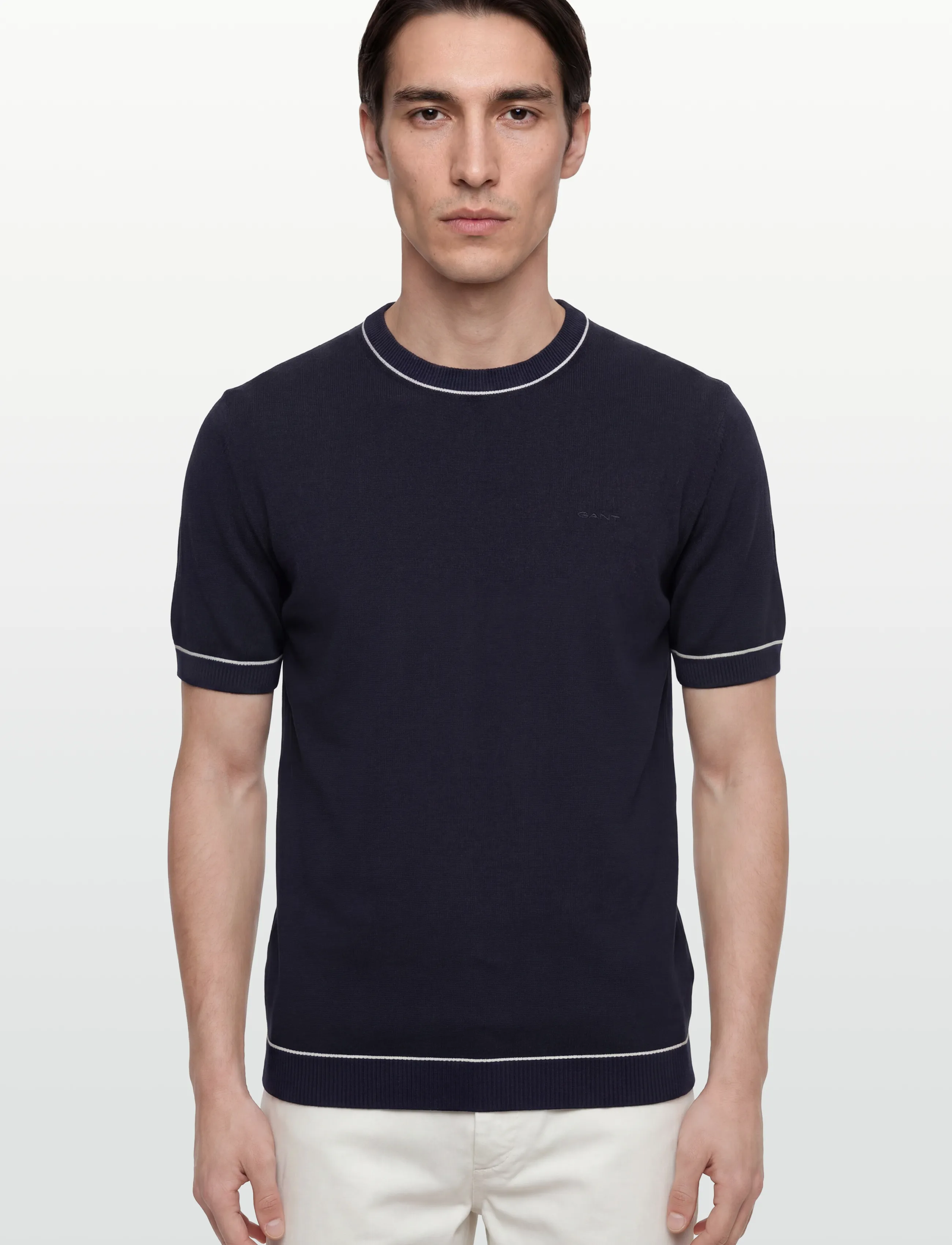 Gant - COTTON MODAL SS C-NECK - stutterma bolir - evening blue - 3