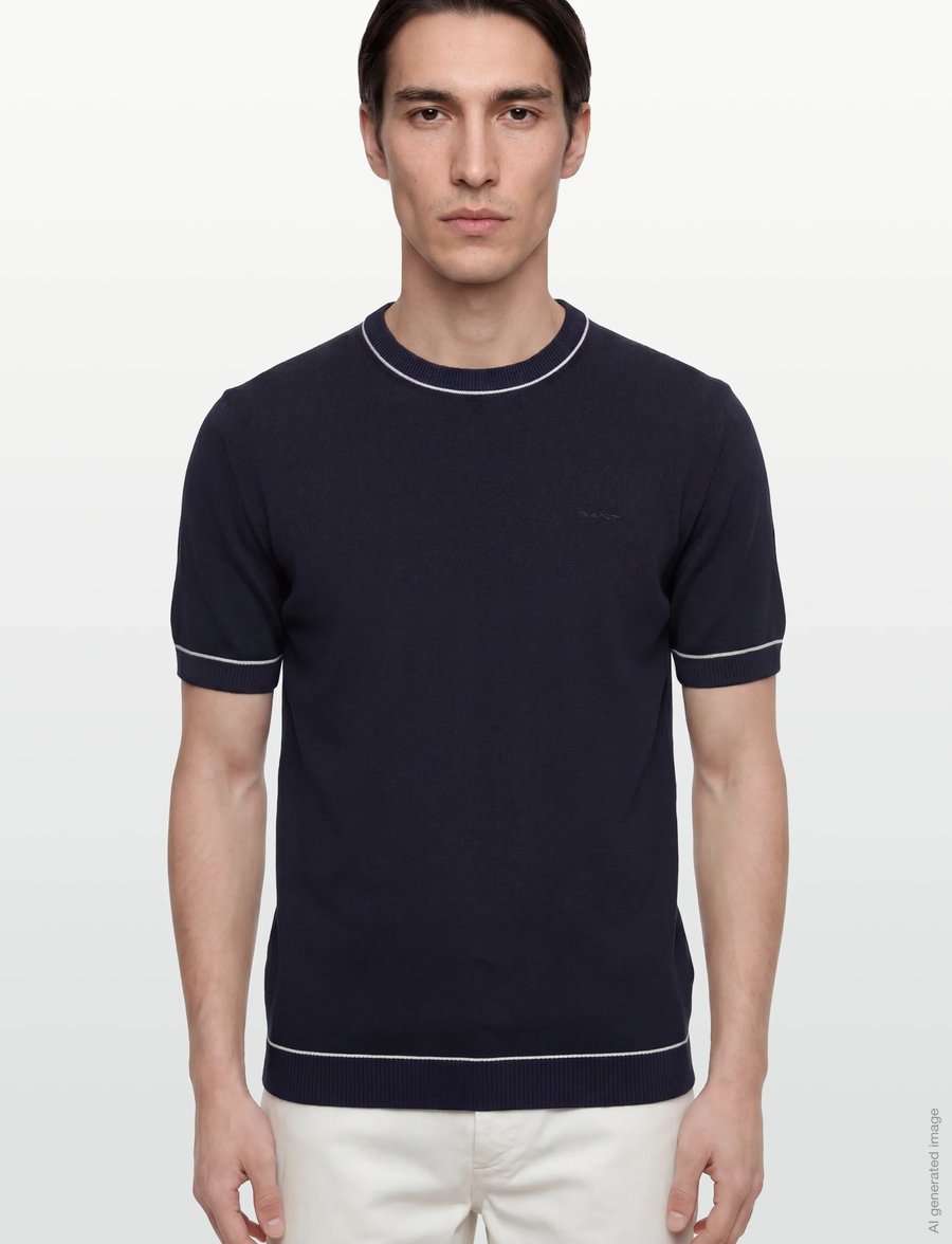 Gant - COTTON MODAL SS C-NECK - stutterma bolir - evening blue - 3