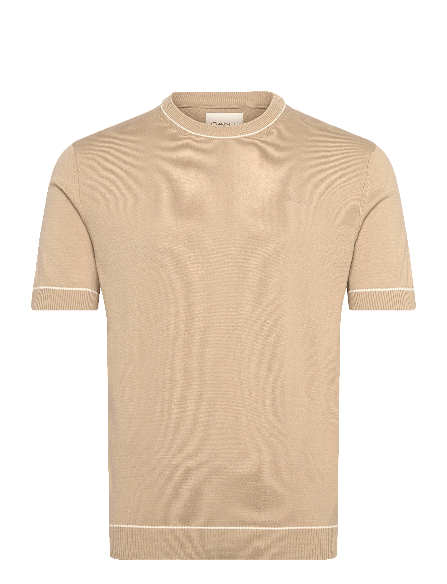 Gant - COTTON MODAL SS C-NECK - kortærmede t-shirts - oat beige - 1