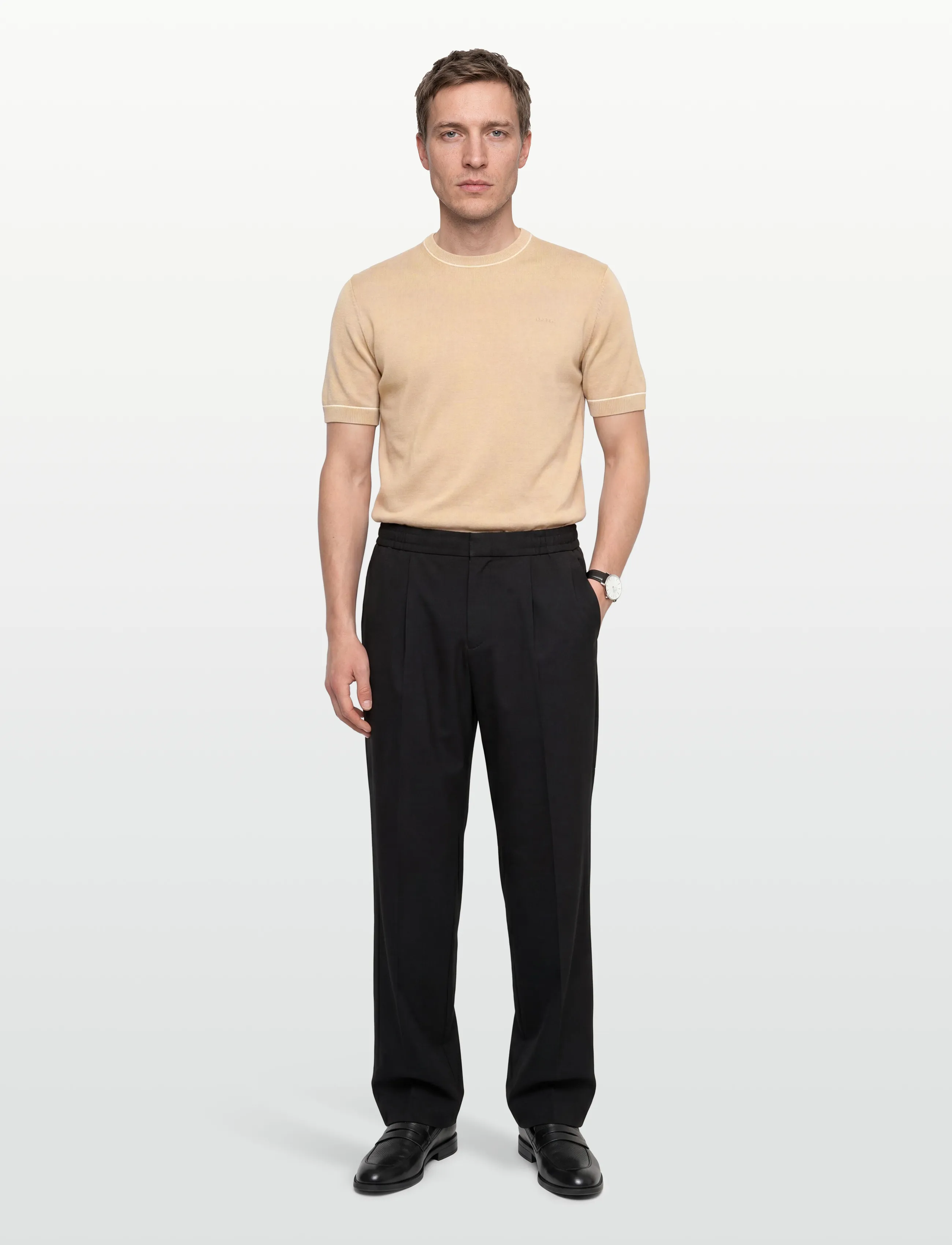 GANT COTTON MODAL SS C-NECK - Visa allt - OAT BEIGE / beige
