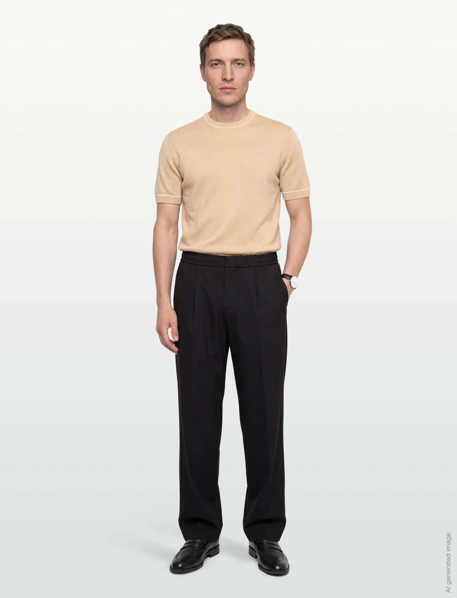 Gant - COTTON MODAL SS C-NECK - kortærmede t-shirts - oat beige - 0