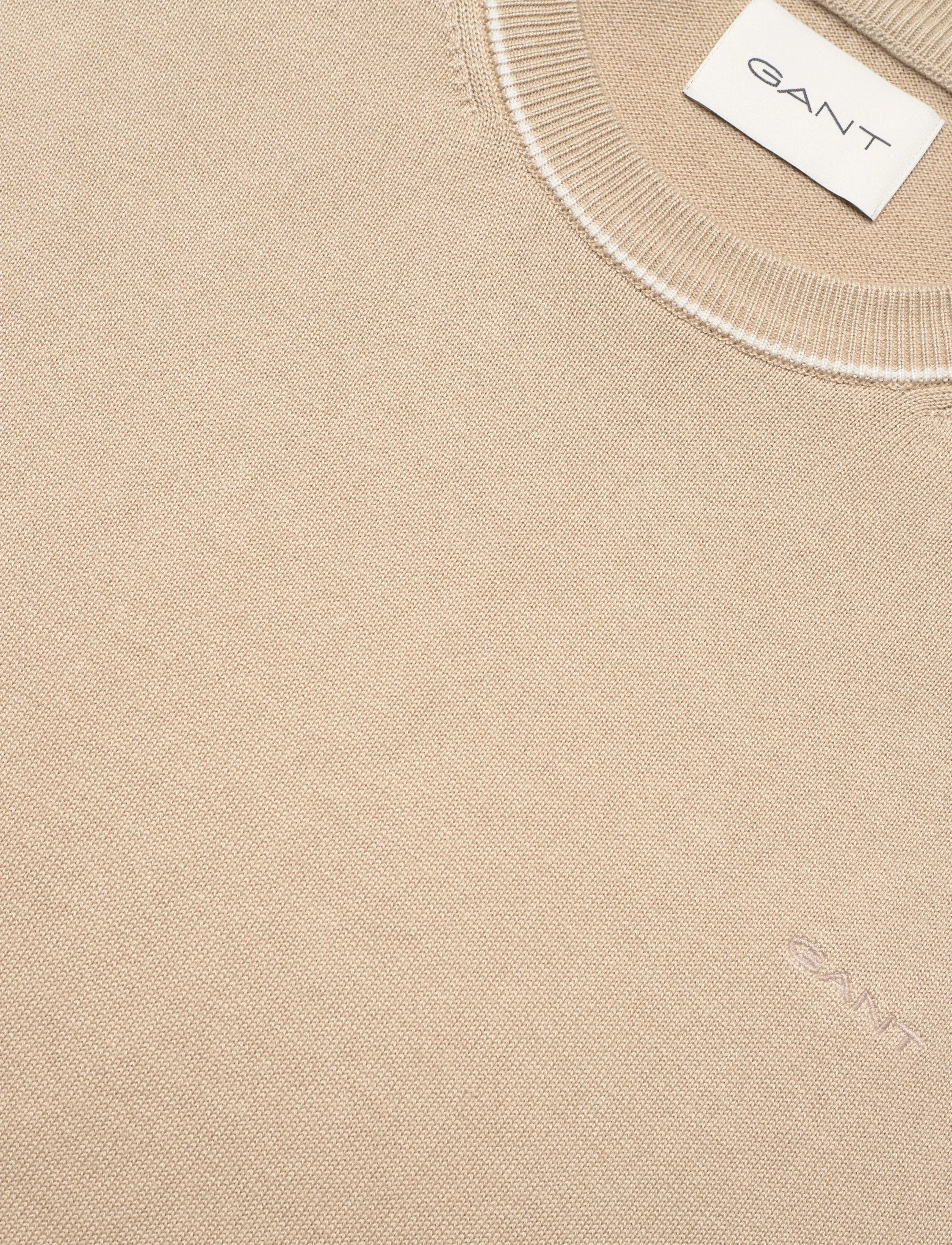 Gant - COTTON MODAL SS C-NECK - kortærmede t-shirts - oat beige - 5