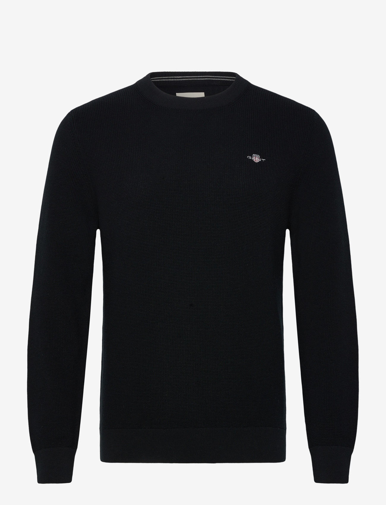 GANT - MICRO TEXTURED COTTON C-NECK - rund hals - black - 0