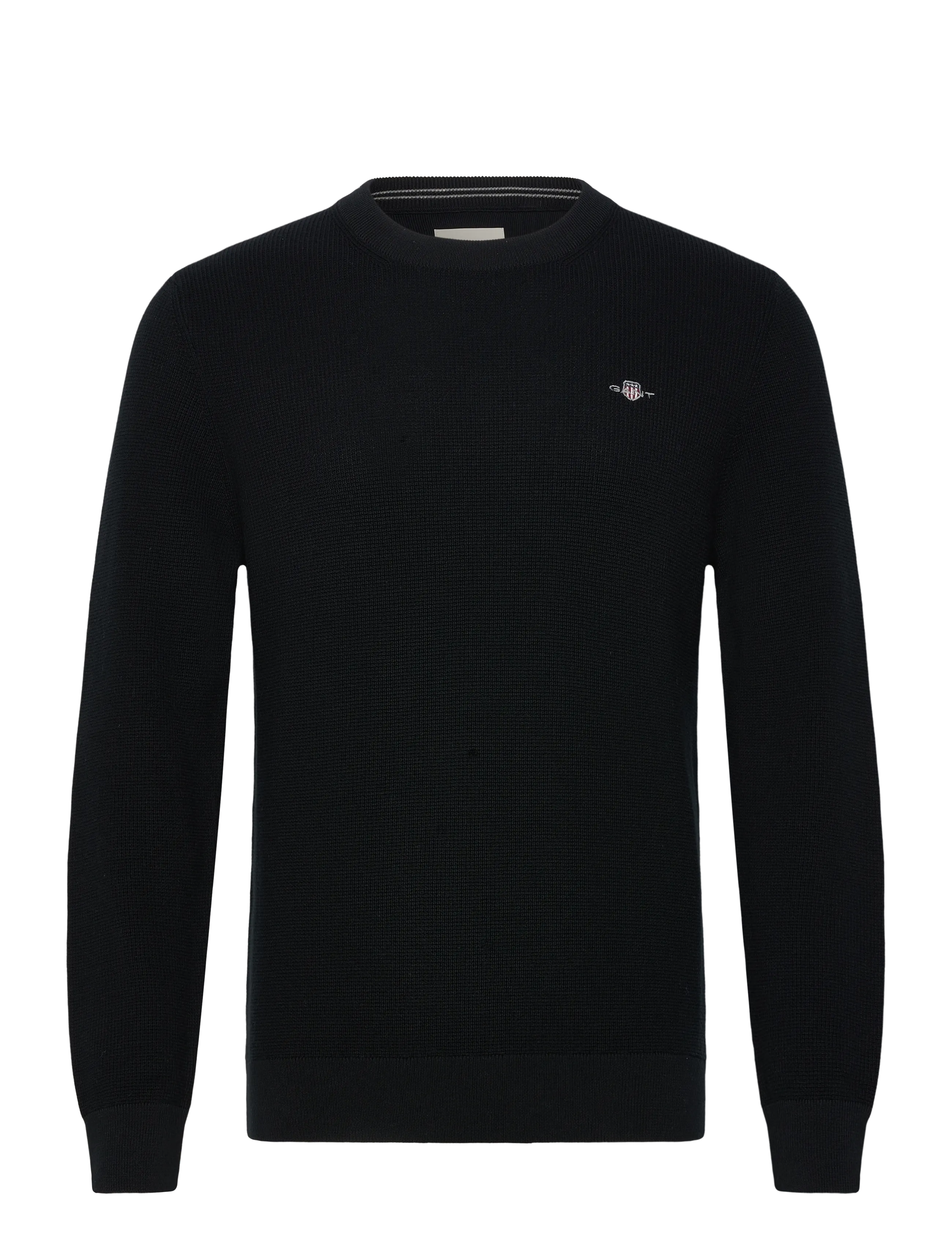 GANT MICRO TEXTURED COTTON C-NECK - Kudumid - BLACK / black