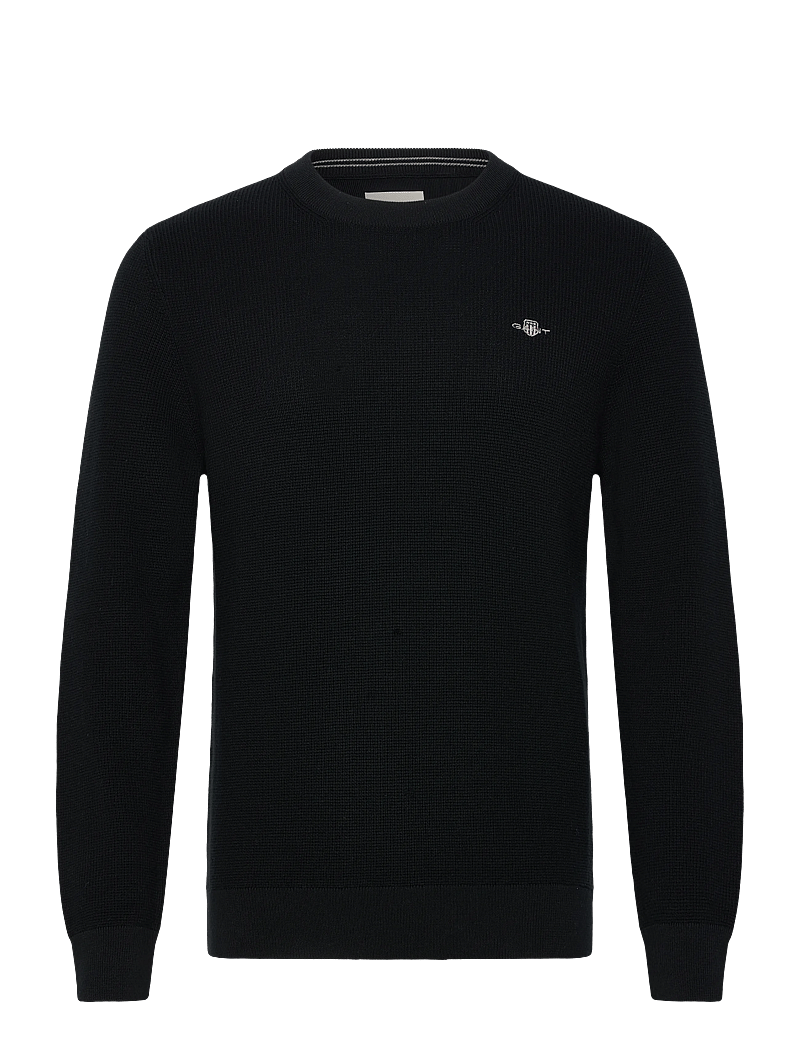 GANT - MICRO TEXTURED COTTON C-NECK - rund hals - black - 0