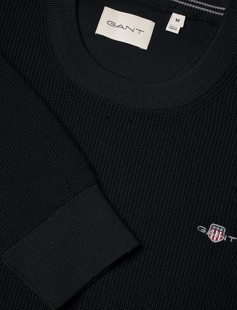 GANT - MICRO TEXTURED COTTON C-NECK - rund hals - black - 2
