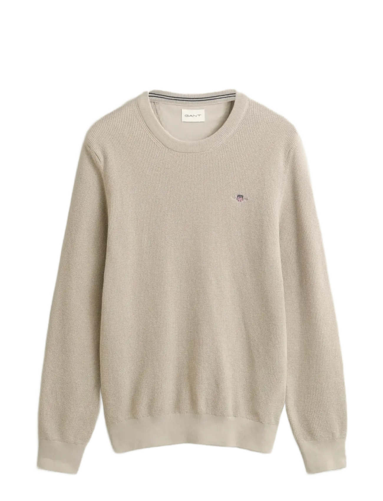 Gant Waffle Knit Sweater, Mænd, Vaffelstrikket Sweater, Beige, Str: XL