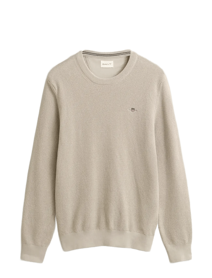 Gant - Waffle Knit Sweater - Ümmarguse kaelusega kudumid - clay beige - 0