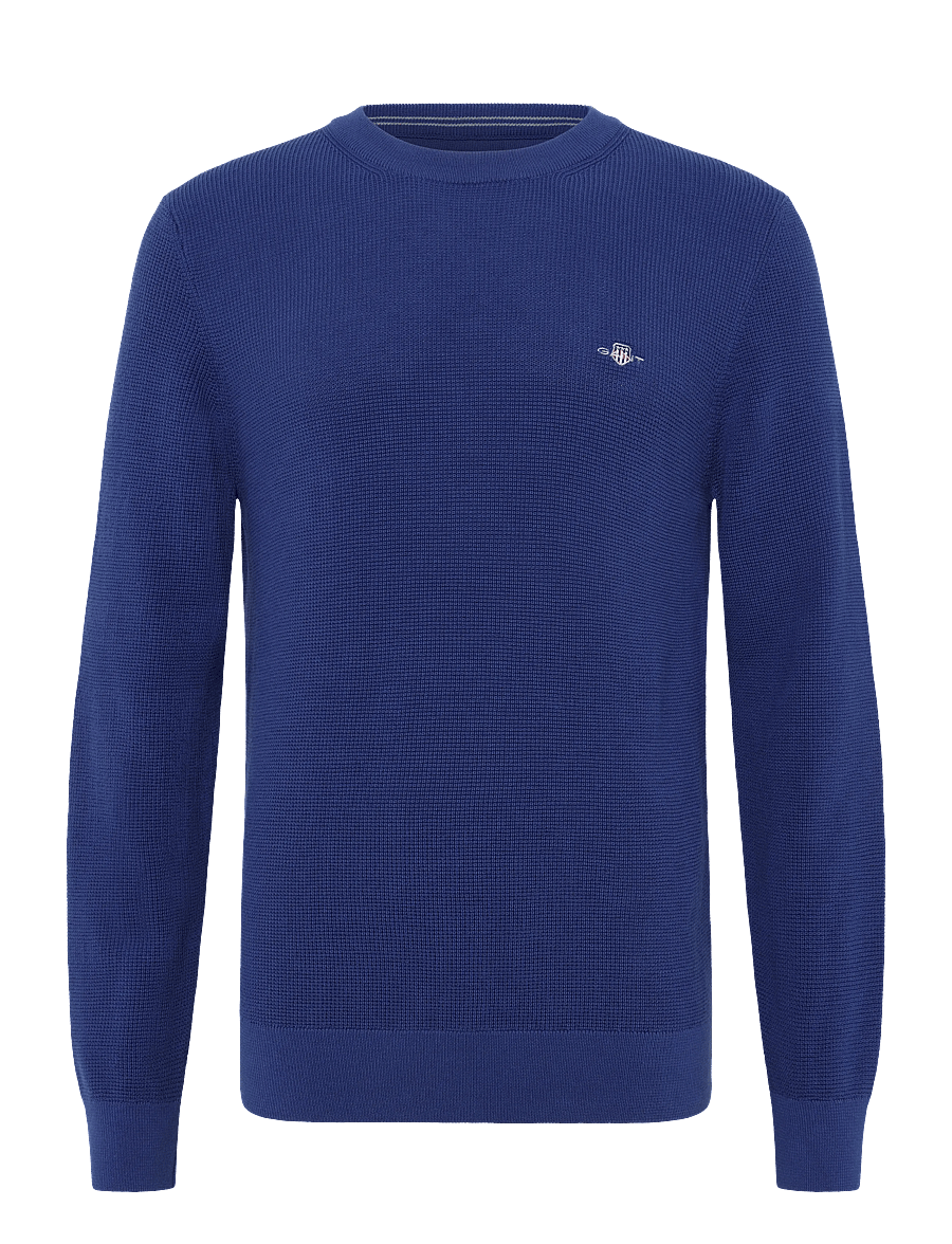 Gant - Waffle Knit Sweater - Ümara kaelusega - crisp blue - 0