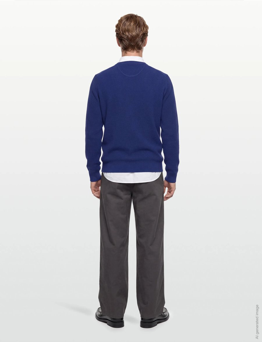 Gant - Waffle Knit Sweater - megztiniai su apvalia apykakle - crisp blue - 4