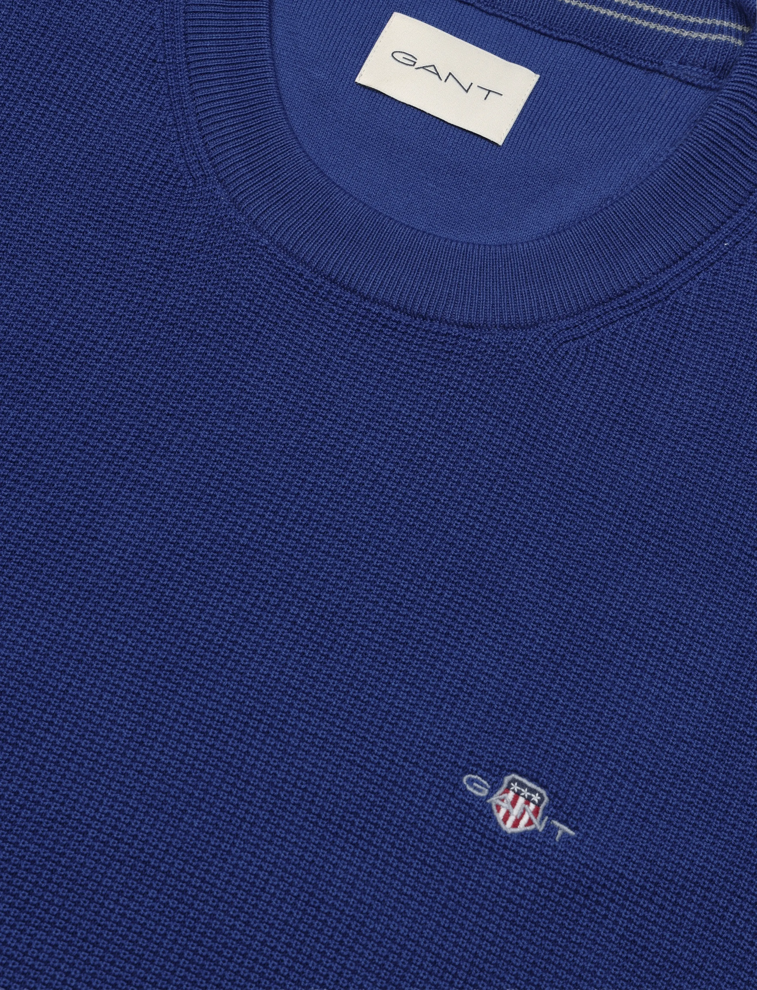 Gant - Waffle Knit Sweater - Ümara kaelusega - crisp blue - 2
