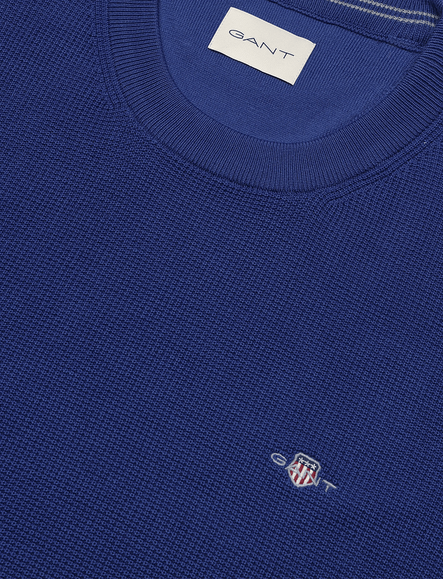 Gant - Waffle Knit Sweater - Ümara kaelusega - crisp blue - 2