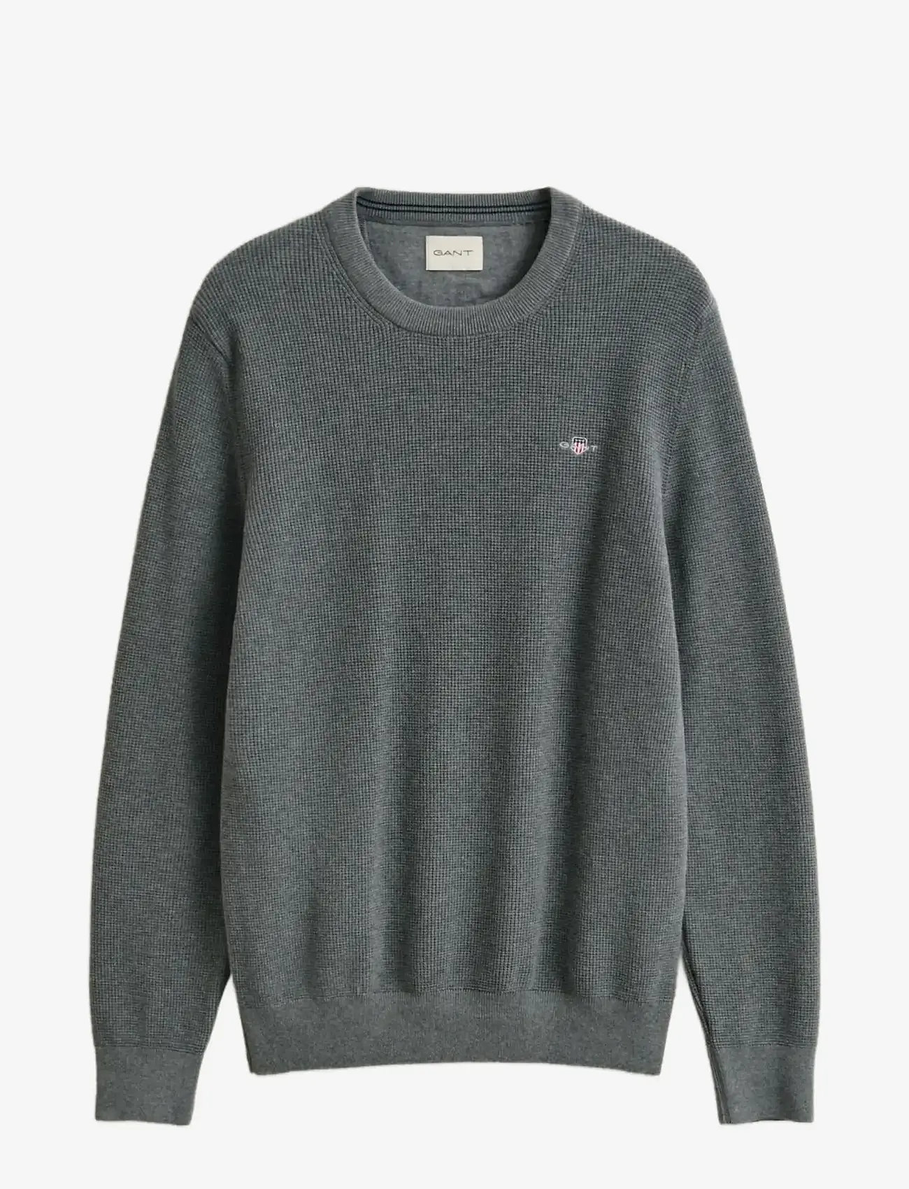 GANT - MICRO TEXTURED COTTON C-NECK - round necks - dark grey melange - 1