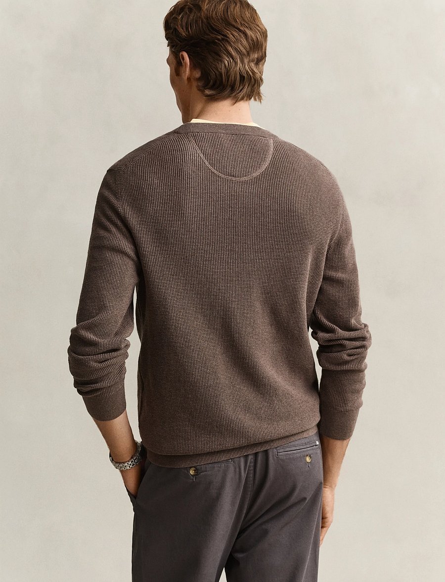 Gant - Waffle Knit Sweater - rundhals - dark hazelnut melange - 2