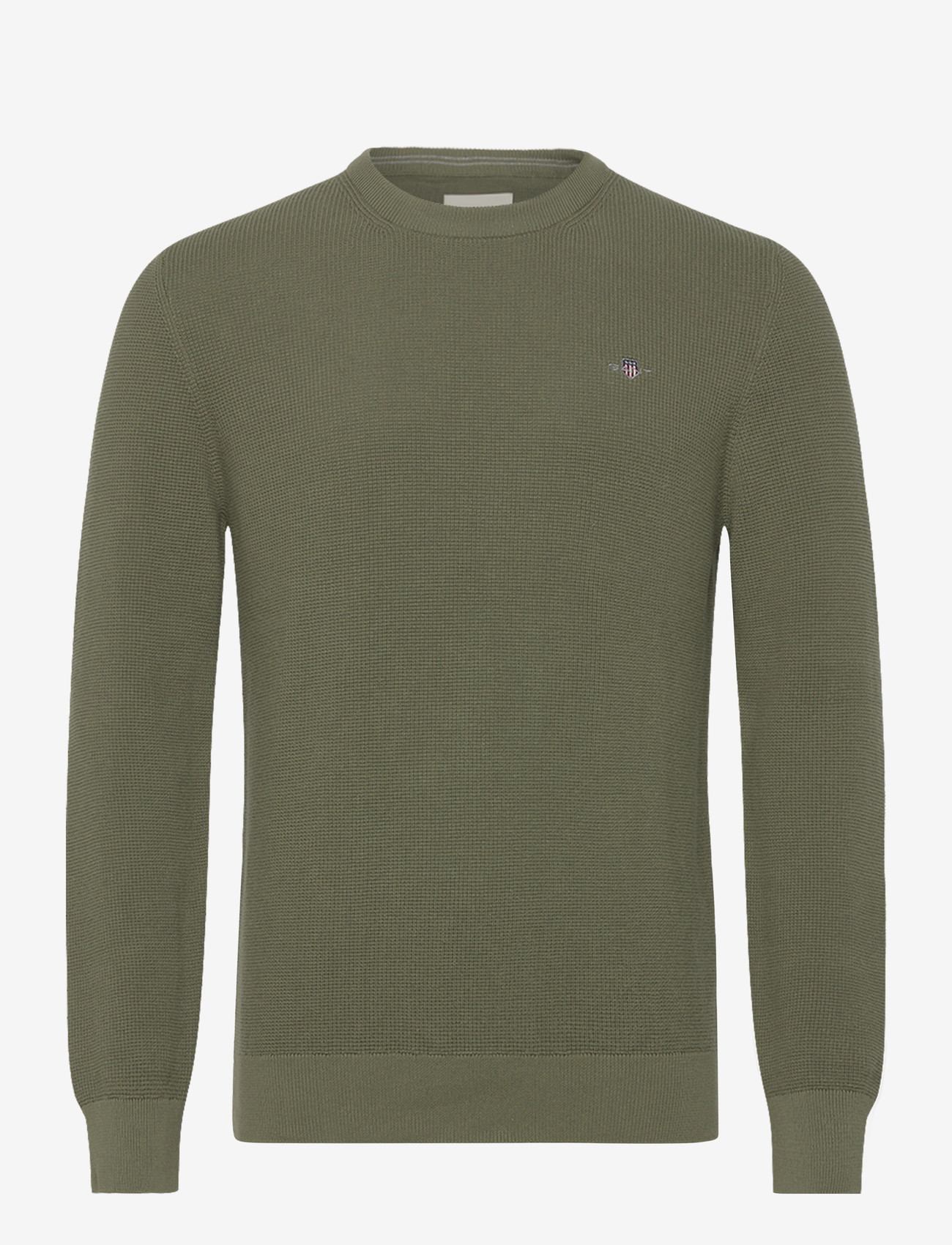 GANT - MICRO TEXTURED COTTON C-NECK - round necks - dry herb green - 0