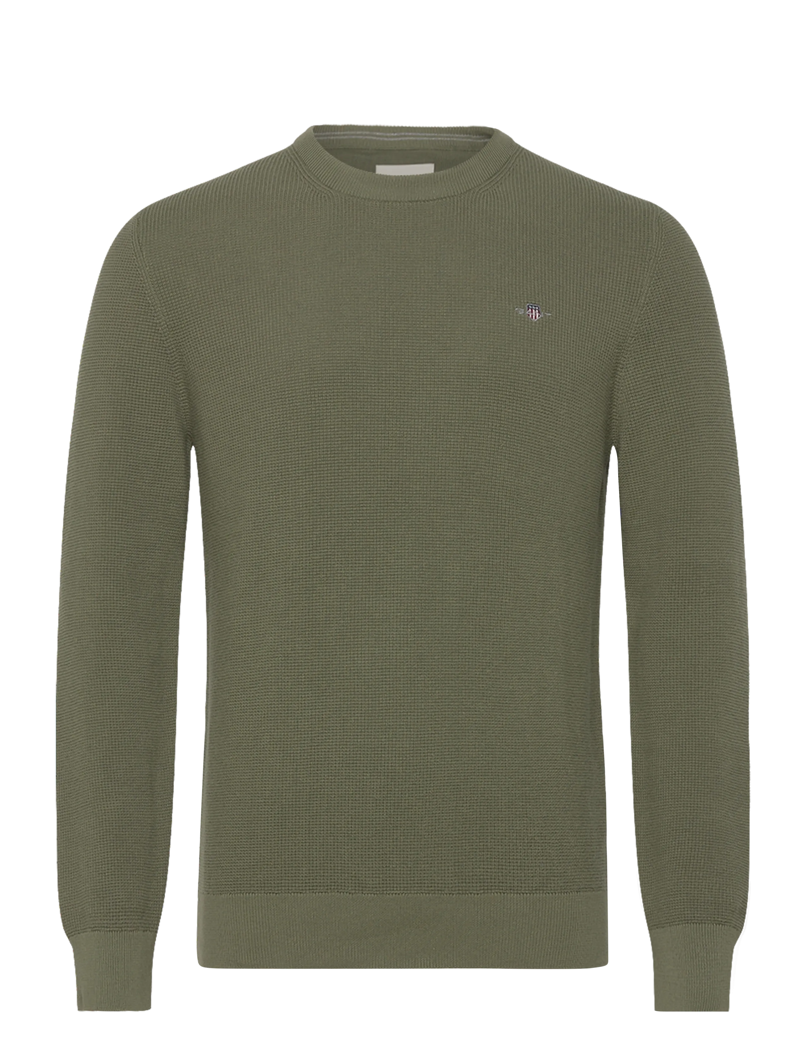 GANT MICRO TEXTURED COTTON C-NECK - Knitwear - DRY HERB GREEN / khaki/green