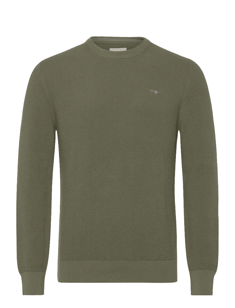 GANT - MICRO TEXTURED COTTON C-NECK - round necks - dry herb green - 0