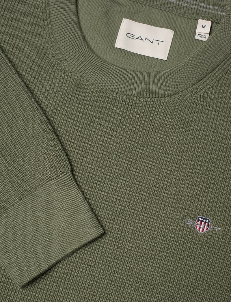 GANT - MICRO TEXTURED COTTON C-NECK - round necks - dry herb green - 2