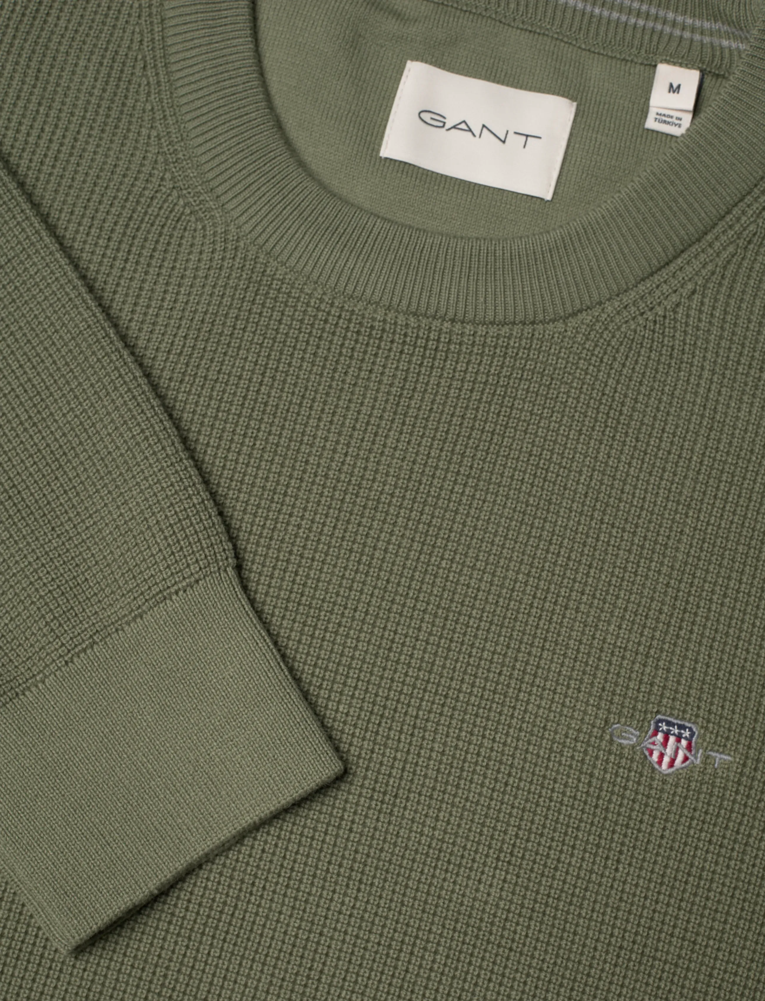 Gant - Waffle Knit Sweater - Ümmarguse kaelusega kudumid - dry herb green - 5
