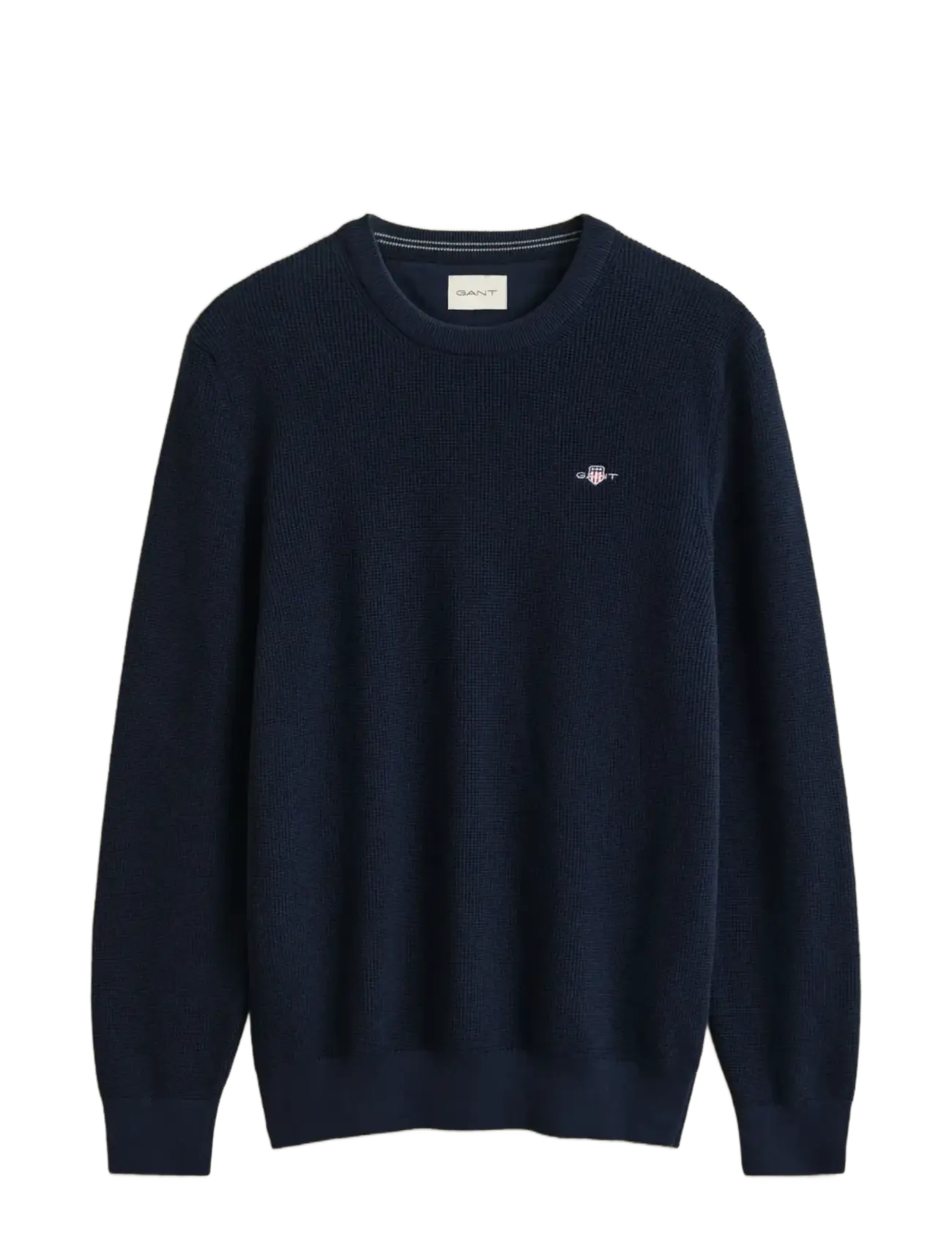 GANT MICRO TEXTURED COTTON C-NECK - Knitwear - EVENING BLUE / navy