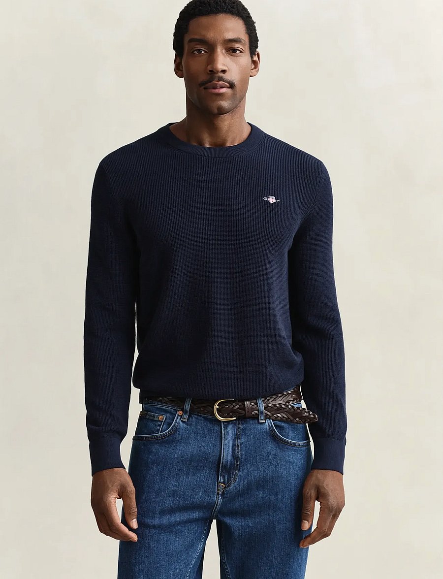 Gant - Waffle Knit Sweater - rundhals - evening blue - 0