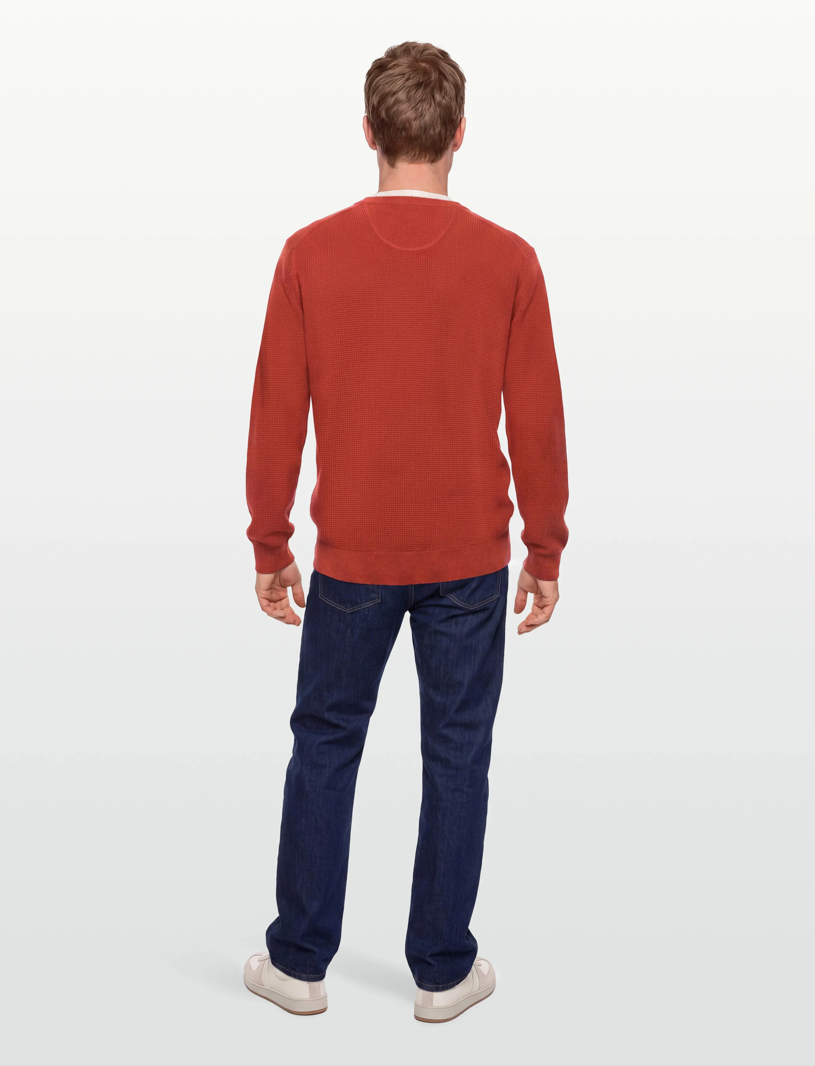 Gant - Waffle Knit Sweater - rundhalsad - maple fire - 4