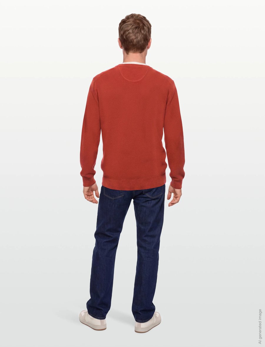 Gant - Waffle Knit Sweater - rundhalsad - maple fire - 4