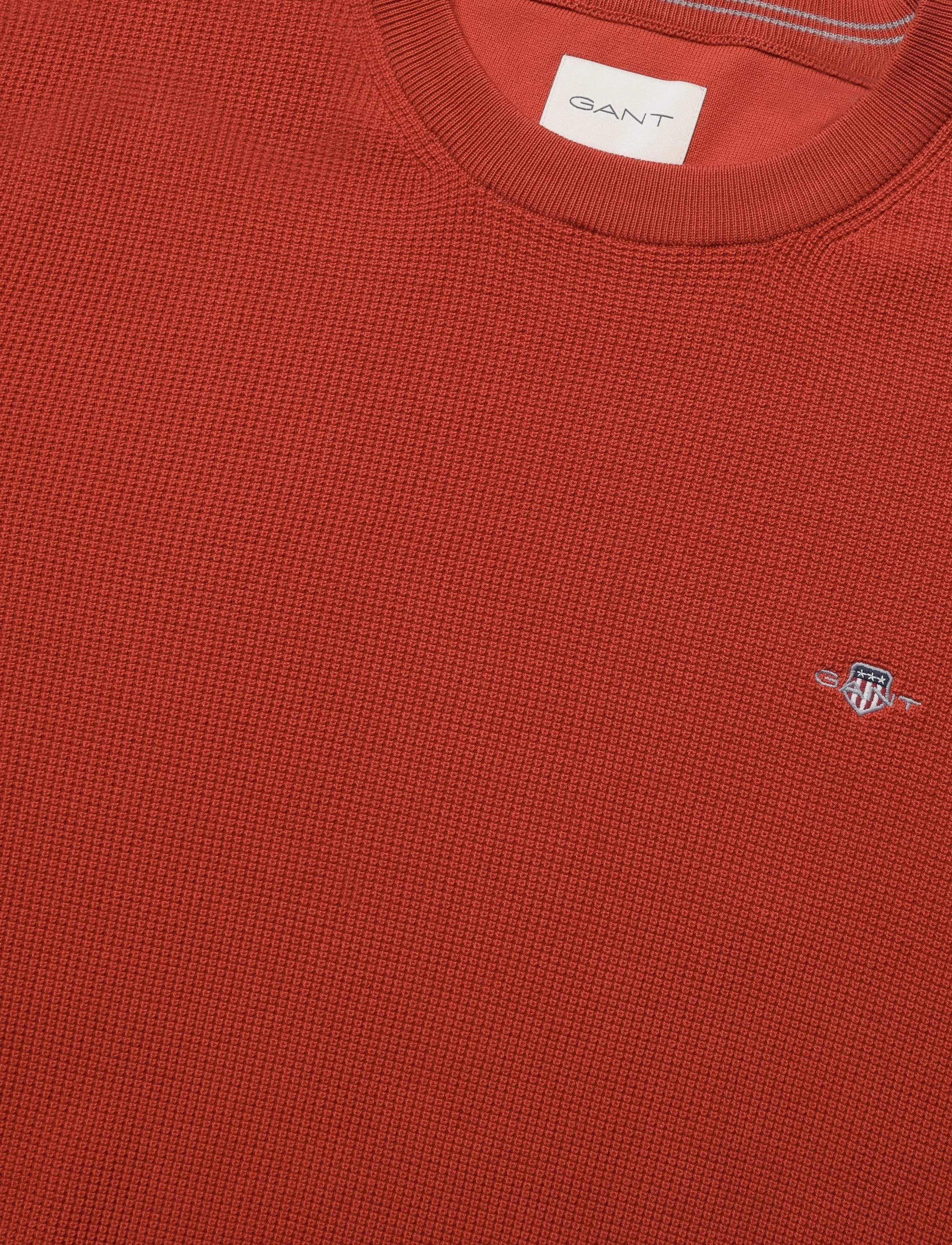 Gant - Waffle Knit Sweater - Ümara kaelusega - maple fire - 2