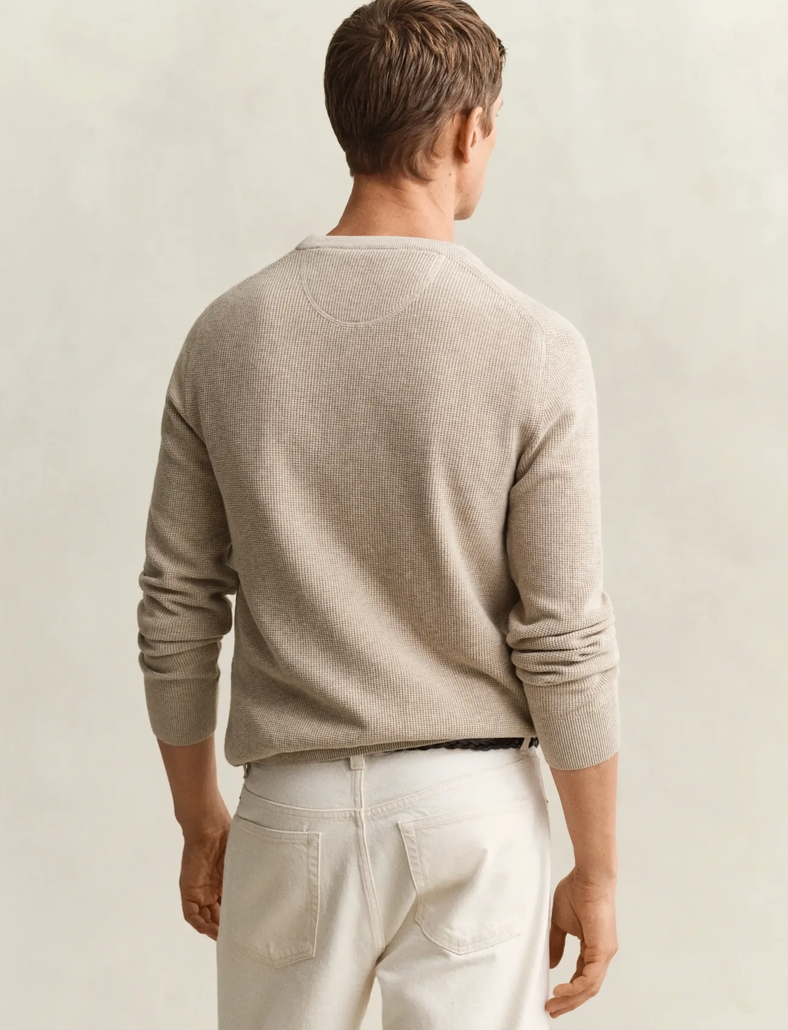 Gant - Waffle Knit Sweater - pyöreäaukkoiset - oat melange - 2