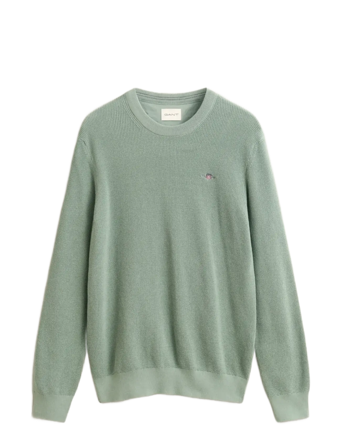 Gant Waffle Knit Sweater, Mænd, Vaffelstrikket Sweater, Grøn, Str: XXL