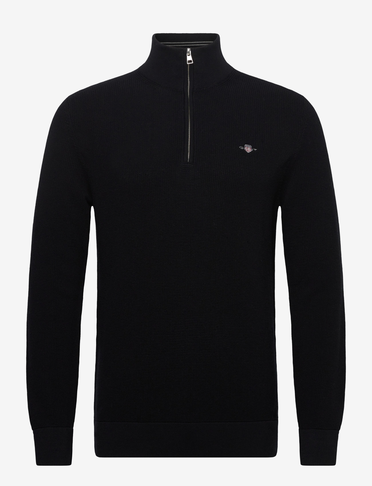 Gant - MICRO TEXTURED COTTON HALF ZIP - pullover mit halbem reißverschluss - black - 1